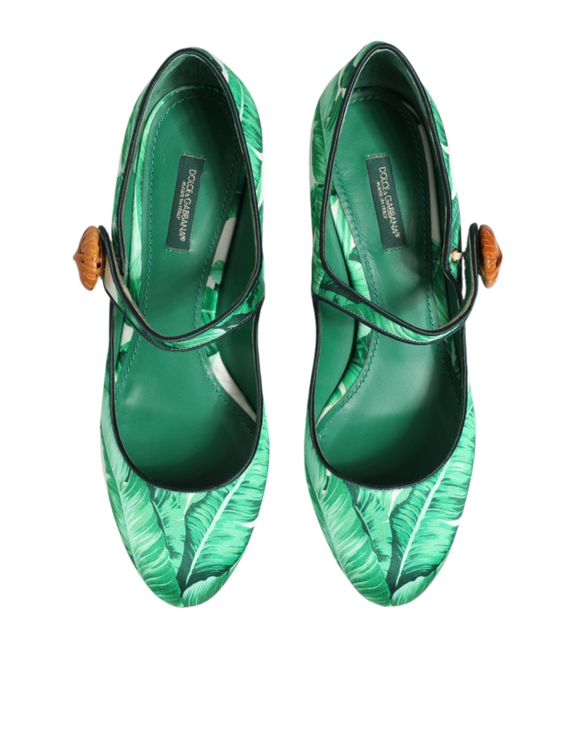 Green Silk MARY JANES Leaf Sandals Shoes