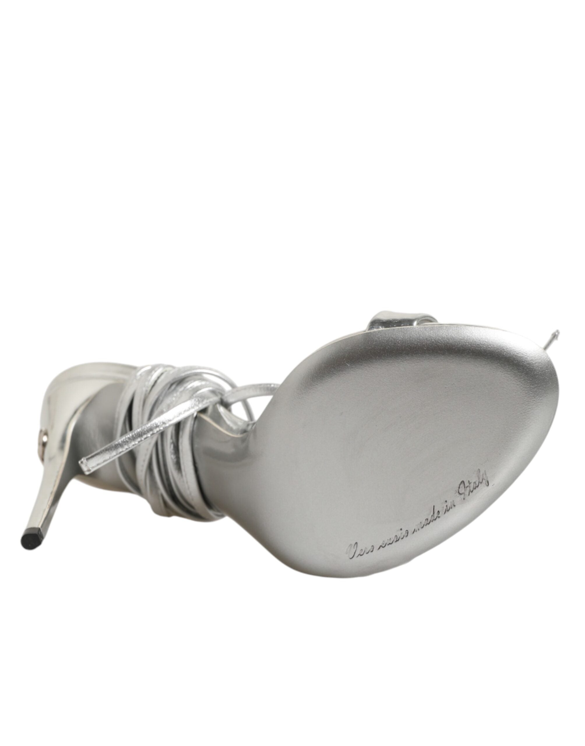 Silver Strappy High Heels Sandals Shoes