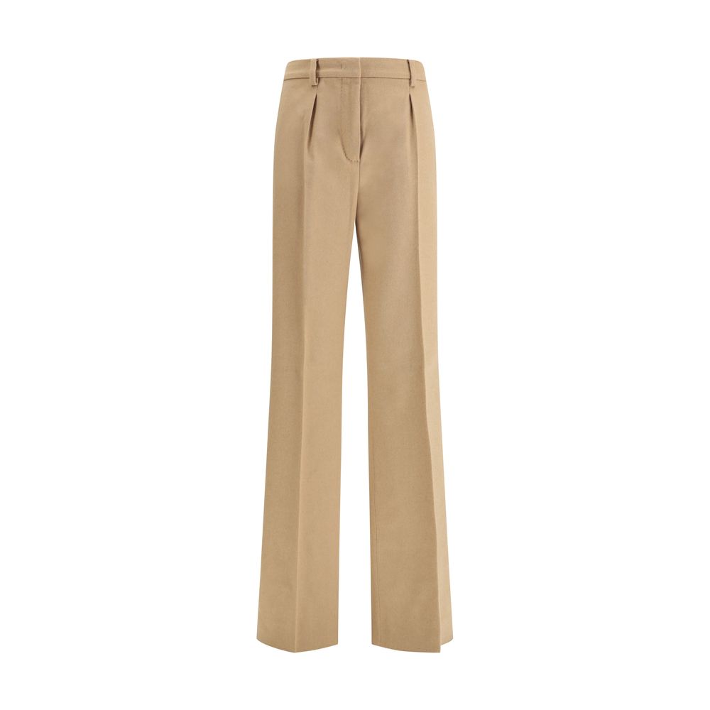 Beige Camel Hair Casual Pants