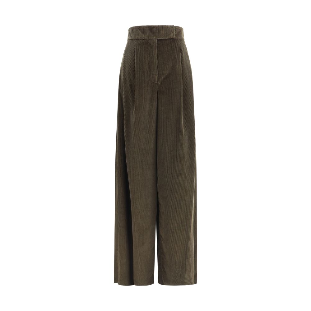 Green Cotton Casual Pants