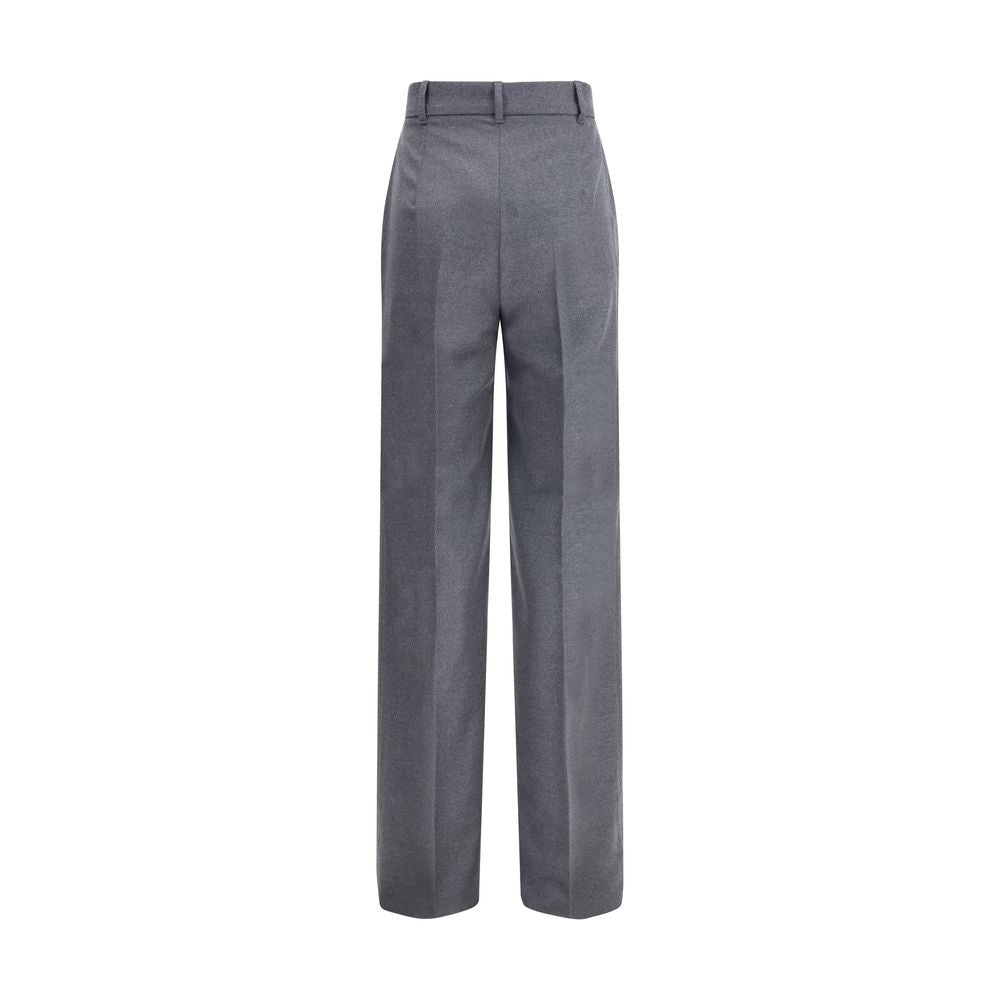 Gray Fleece Wool Casual Pants