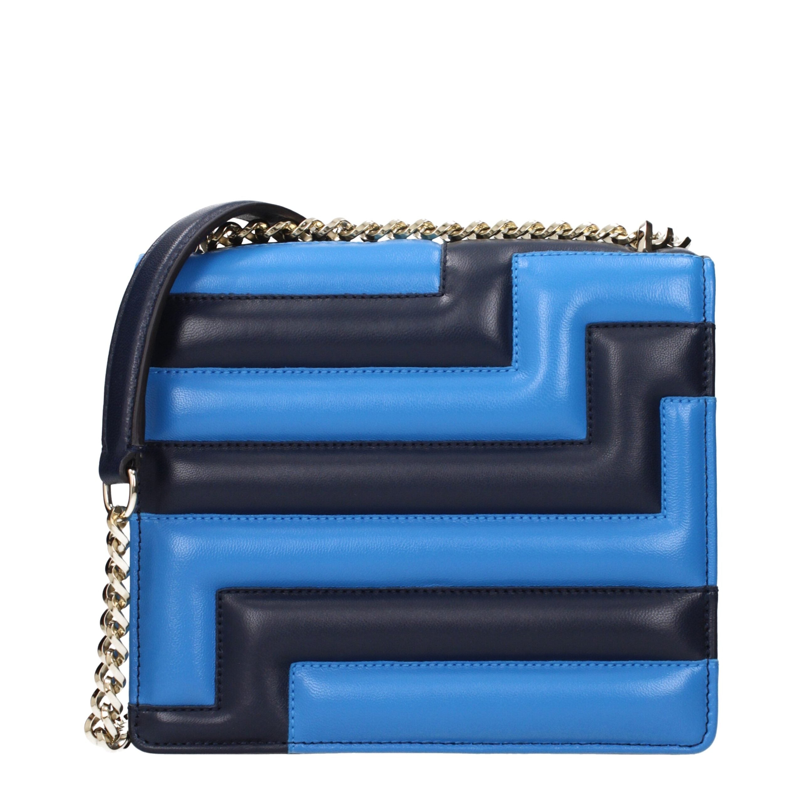 Blue Leather Shoulder Bag