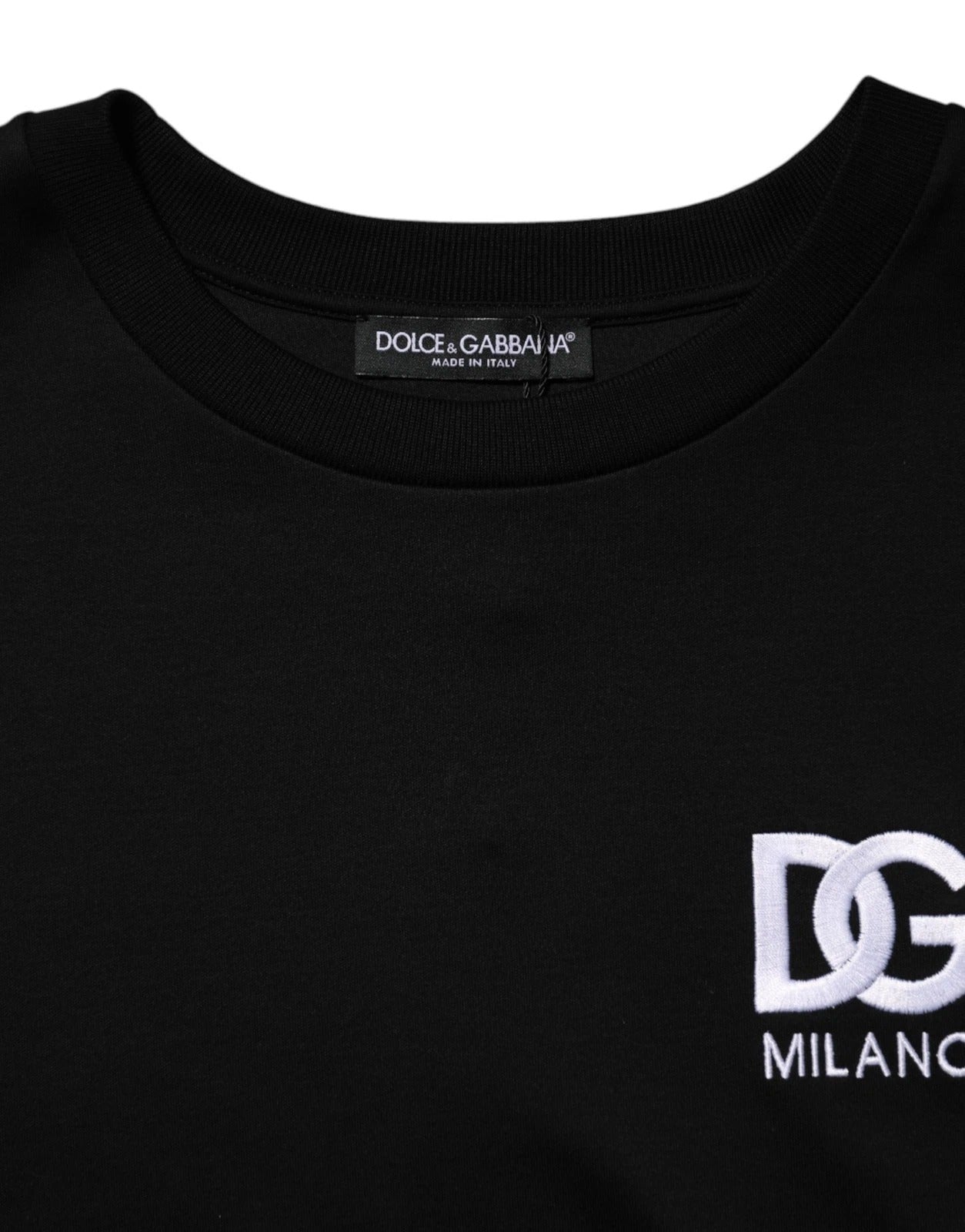 Black Cotton DG Logo Embroidery Top T-shirt