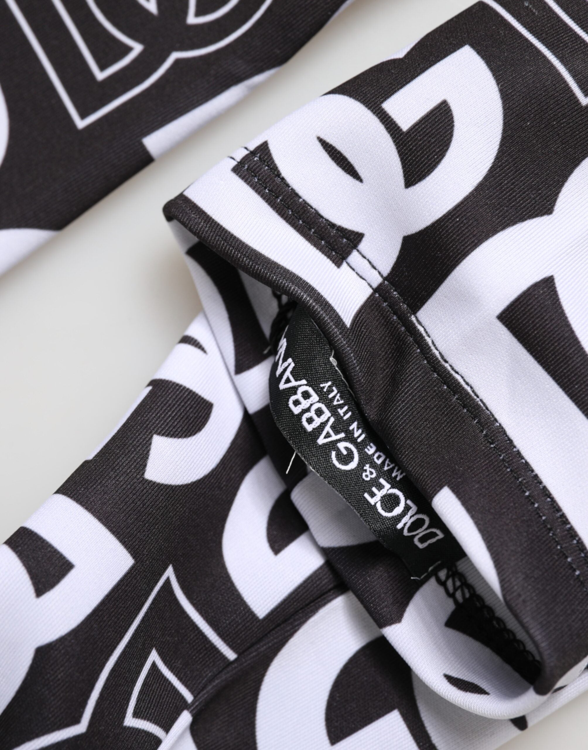 Black White DG Logo Elbow Length Mitten Gloves