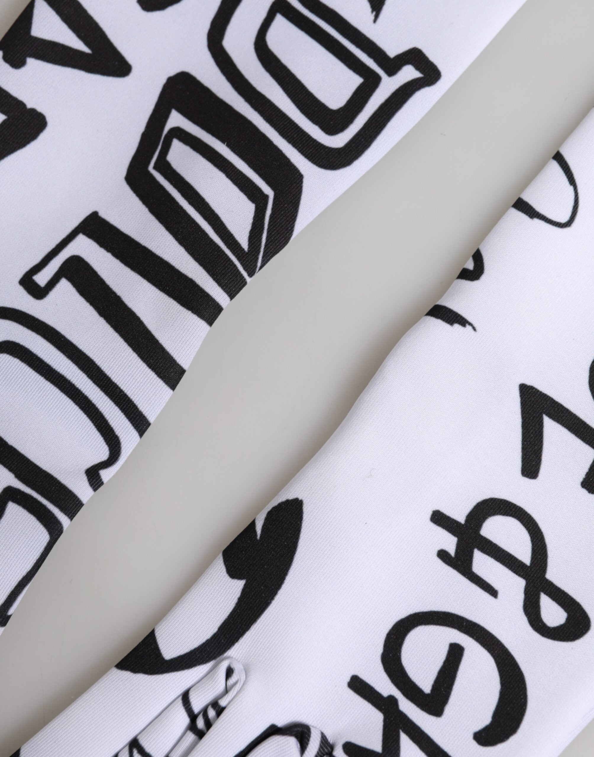 Black White DG Logo Elbow Length Mitten Gloves