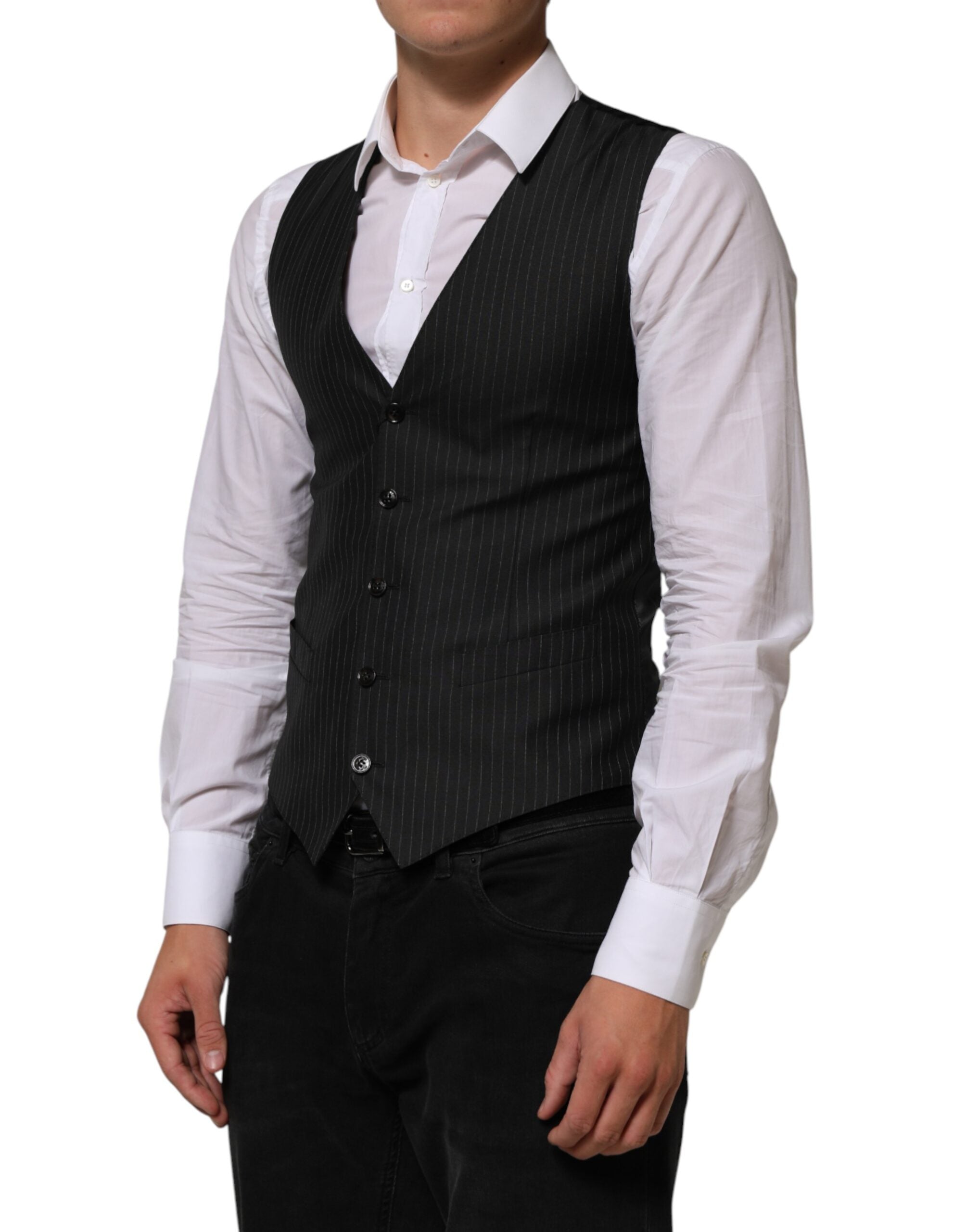Black Wool Men Dress Formal Waistcoat Vest