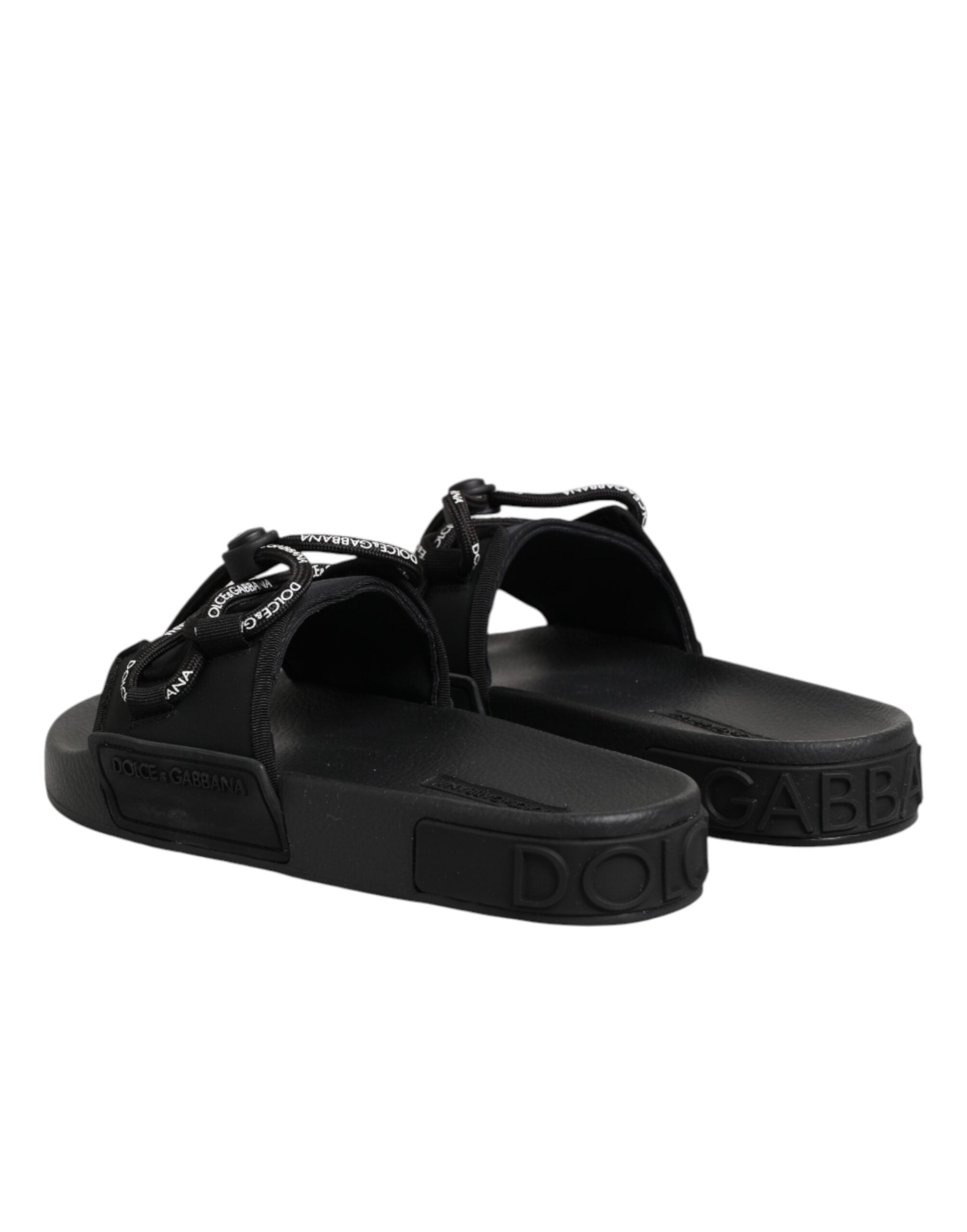 Black logo print Slides Beachwear Shoes