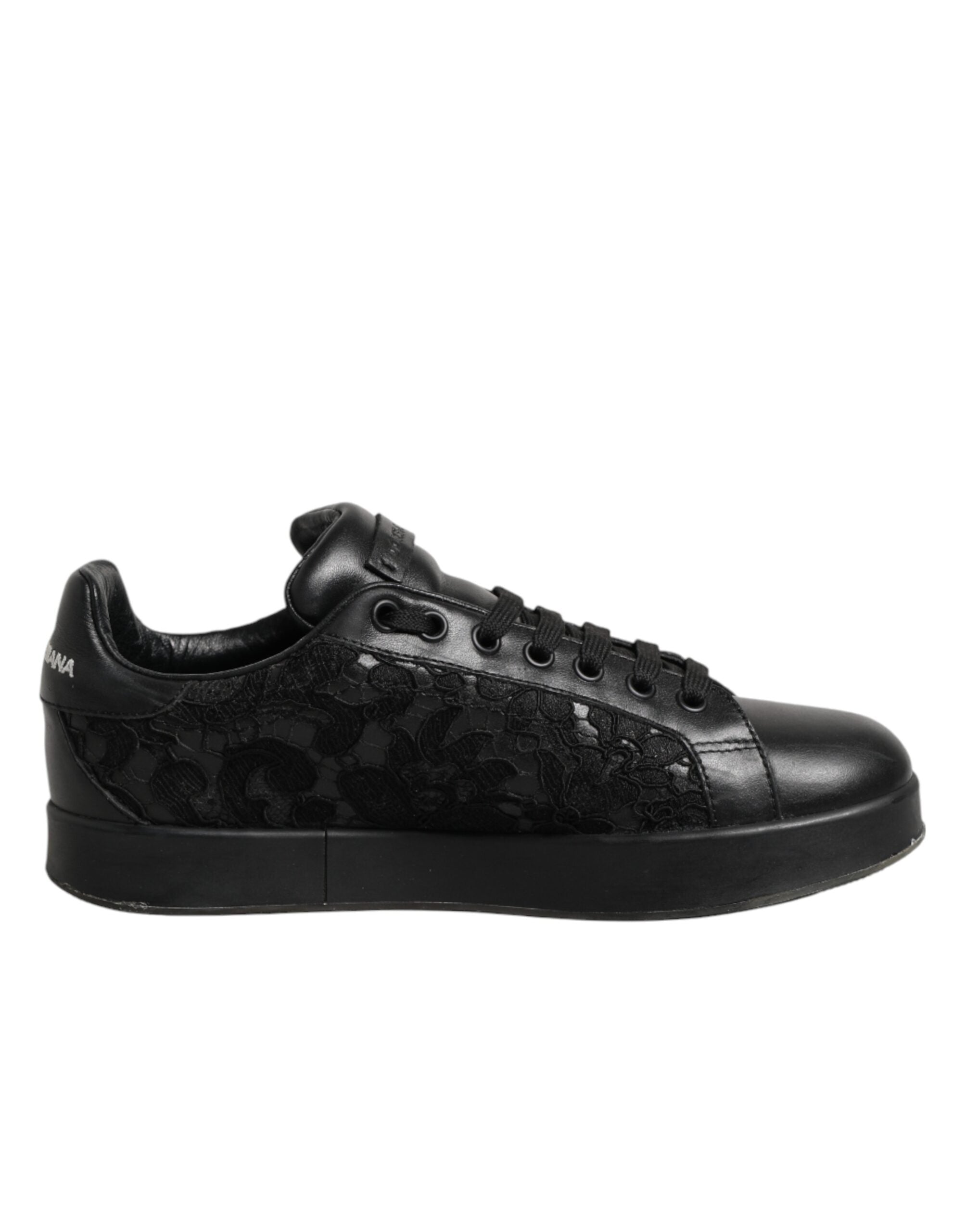 Black Floral Lace Low Top Sneakers Shoes