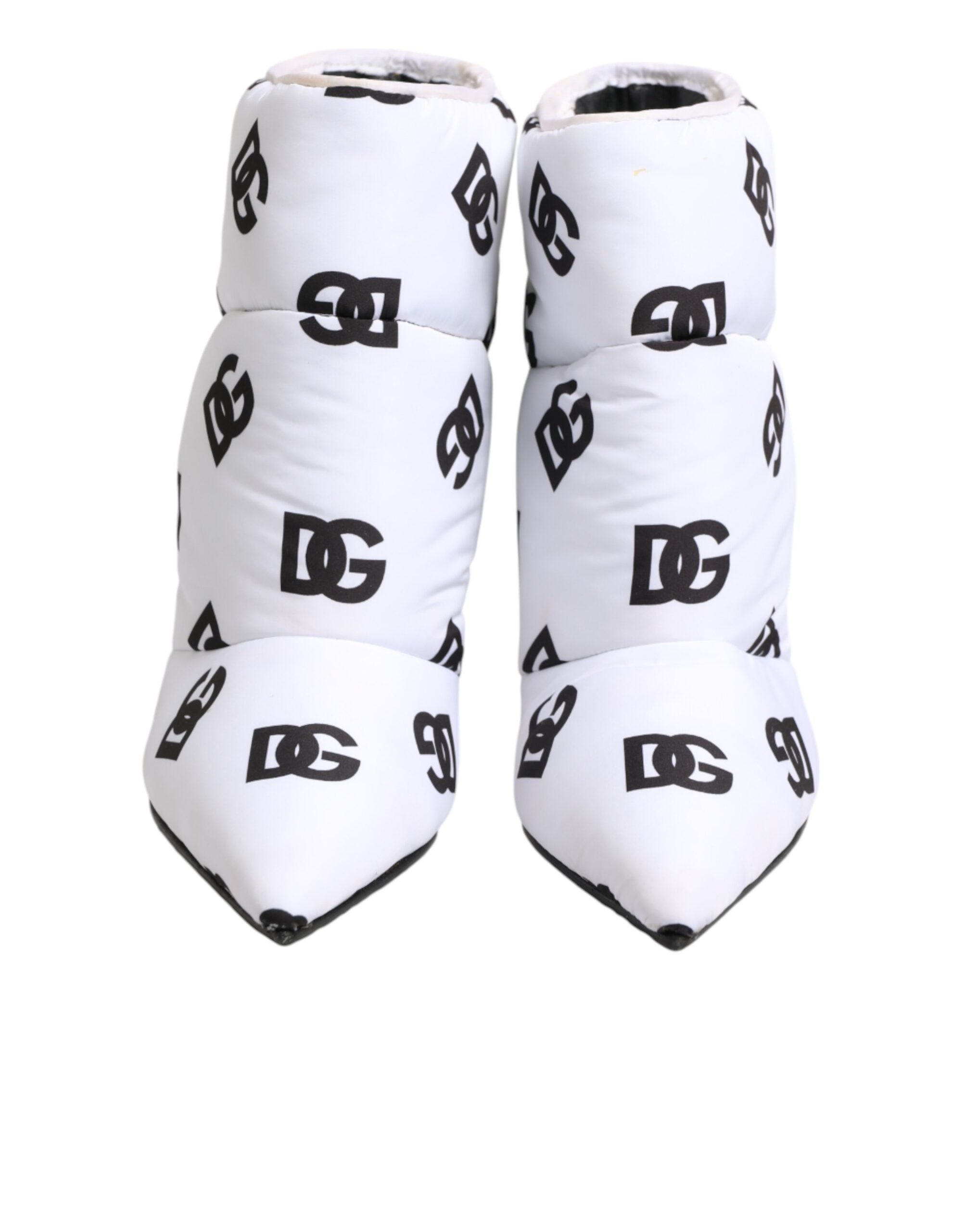 White DG Logo Heels Short Boots Shoes