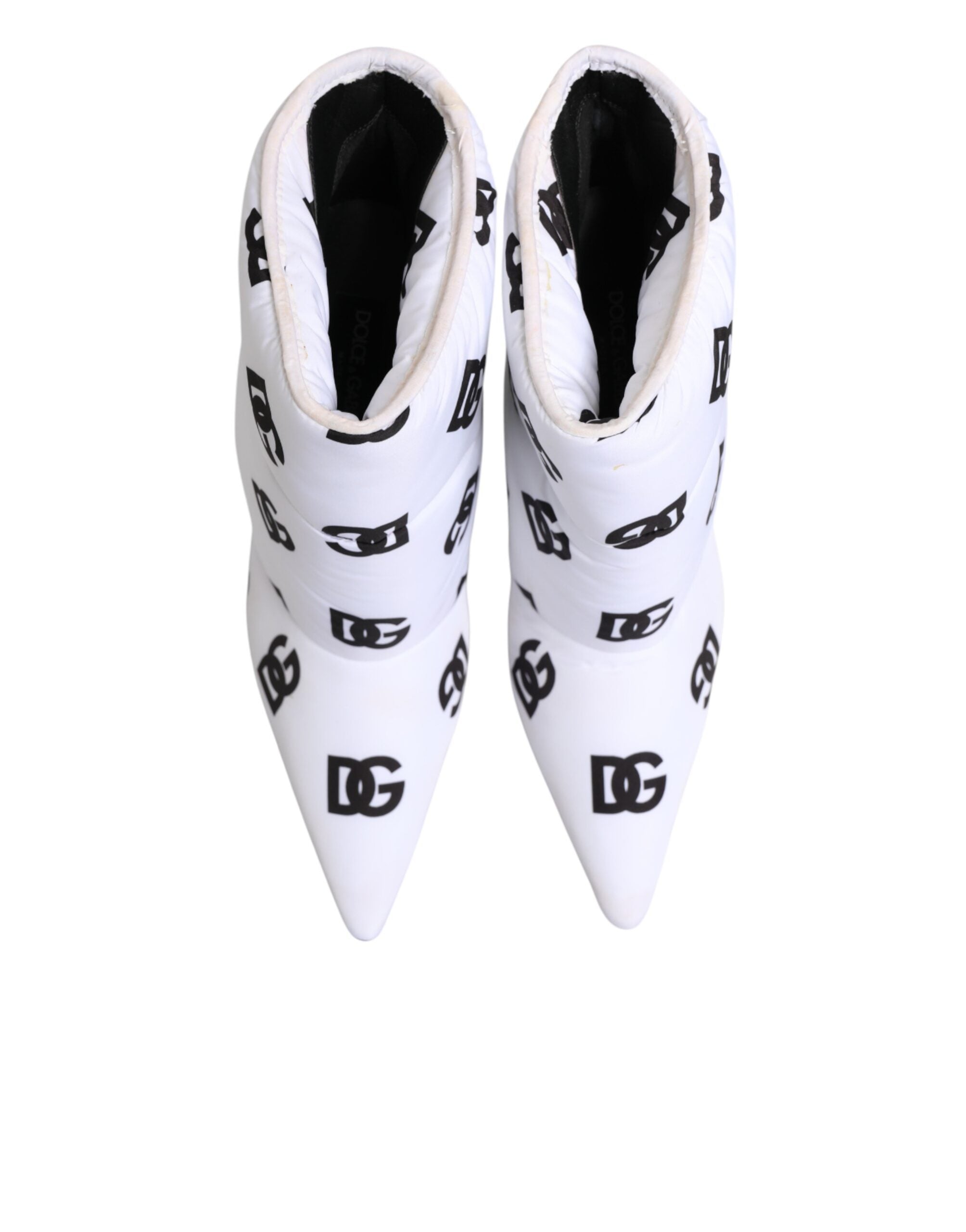 White DG Logo Heels Short Boots Shoes