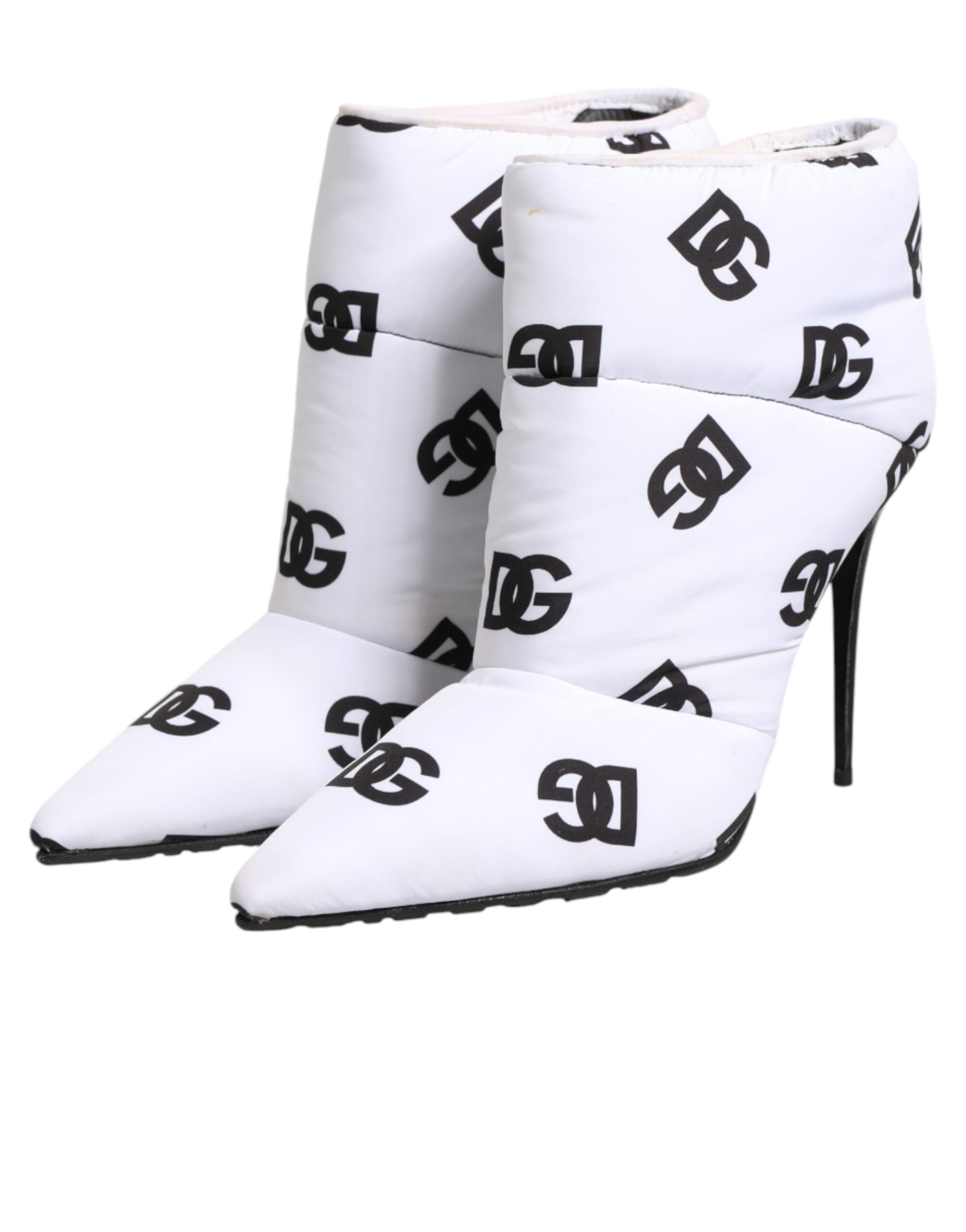 White DG Logo Heels Short Boots Shoes