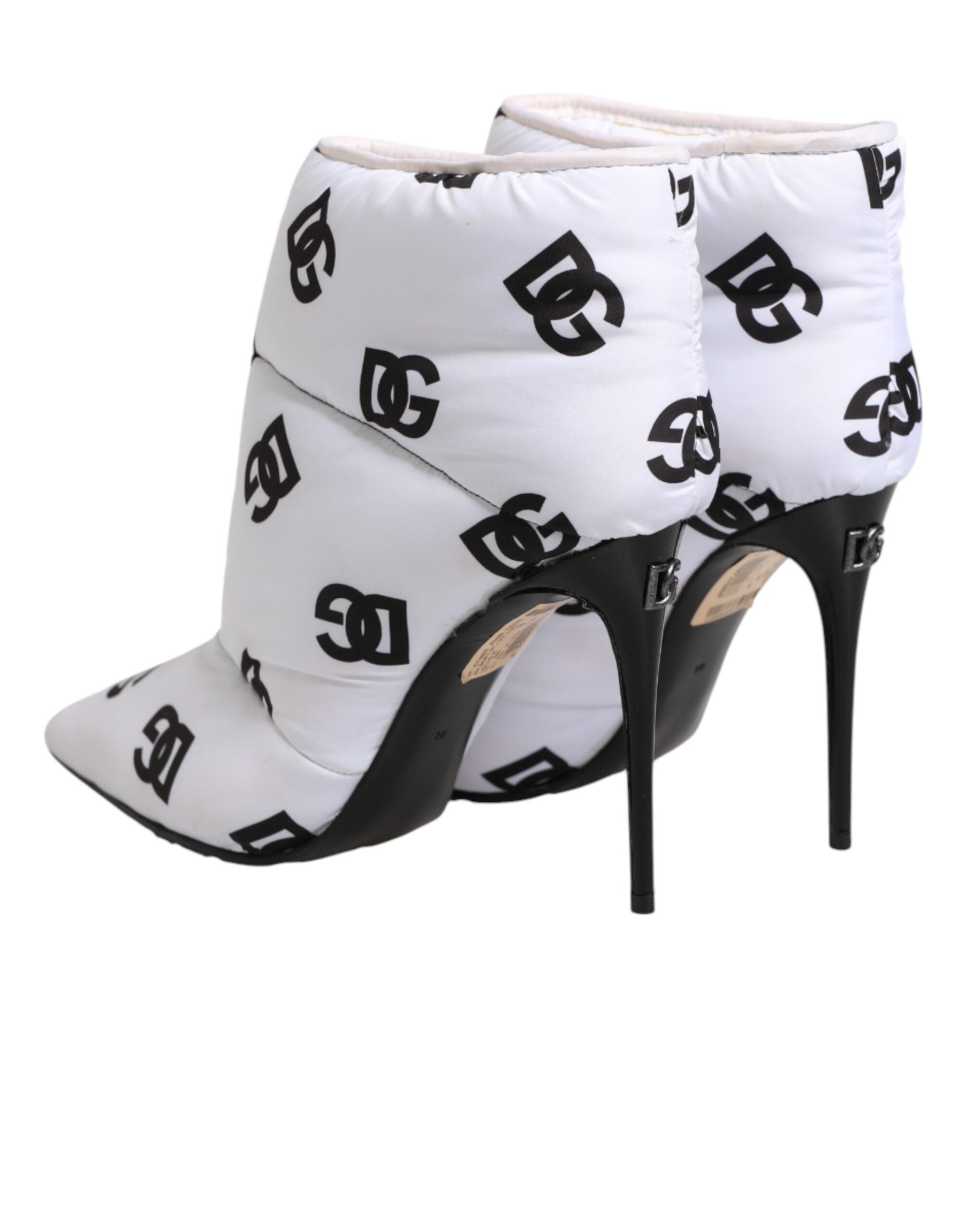 White DG Logo Heels Short Boots Shoes