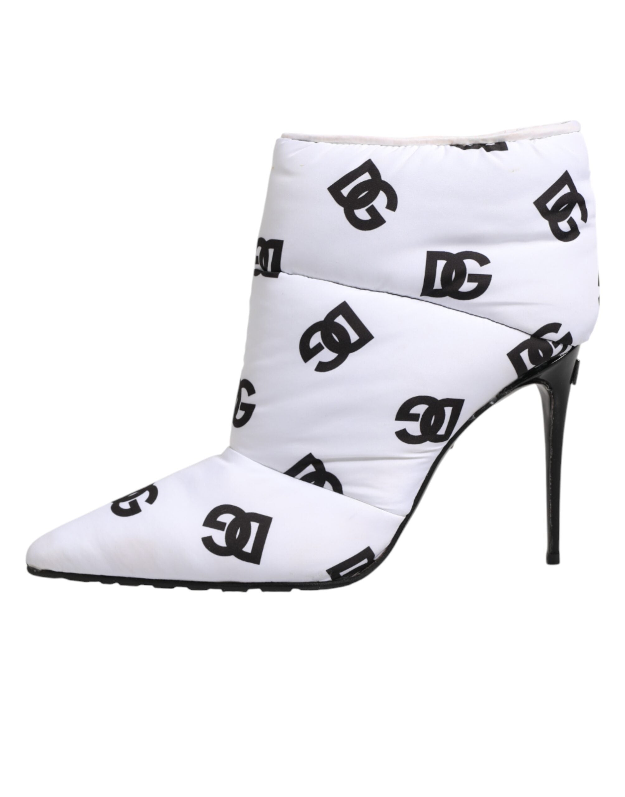 White DG Logo Heels Short Boots Shoes