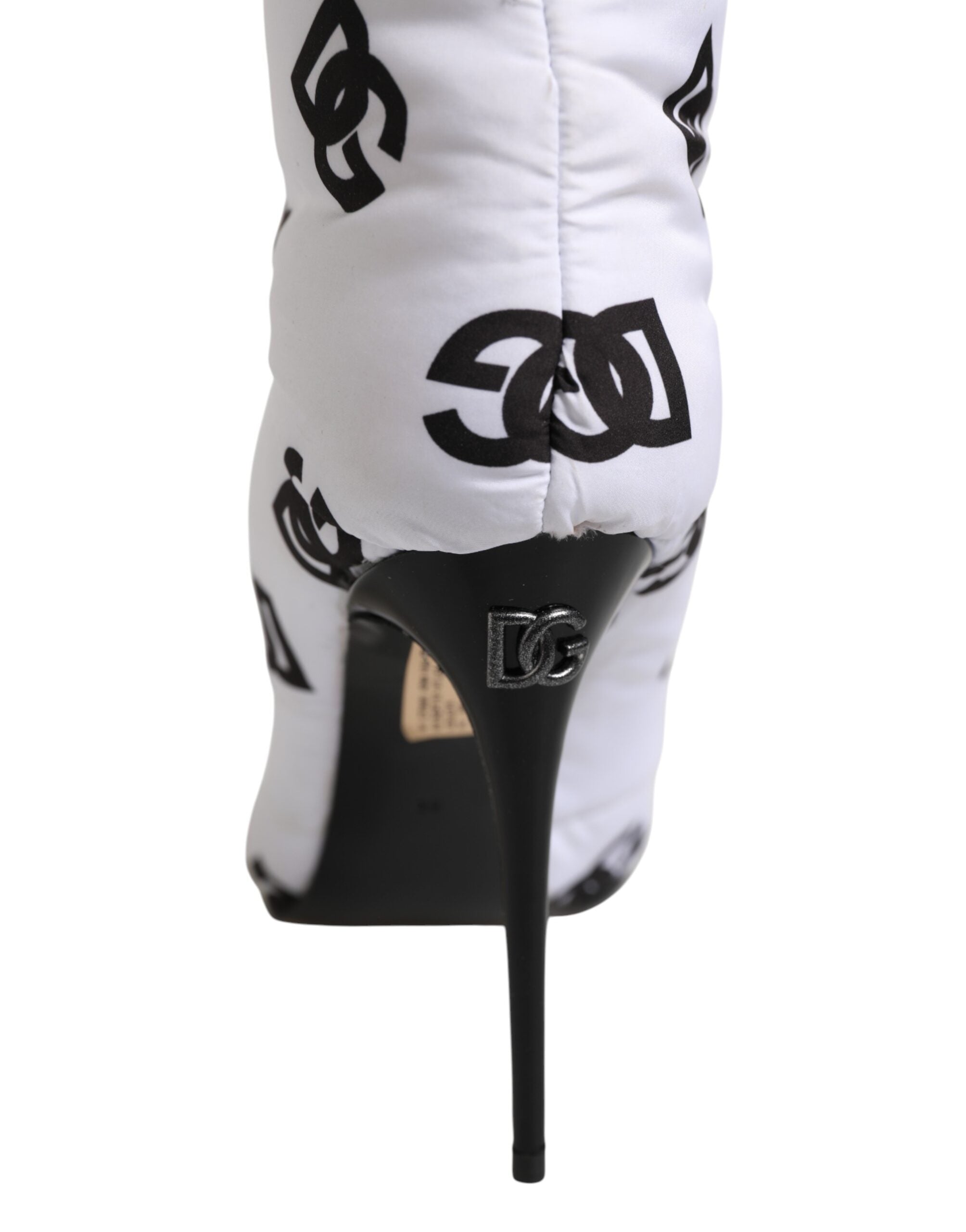 White DG Logo Heels Short Boots Shoes