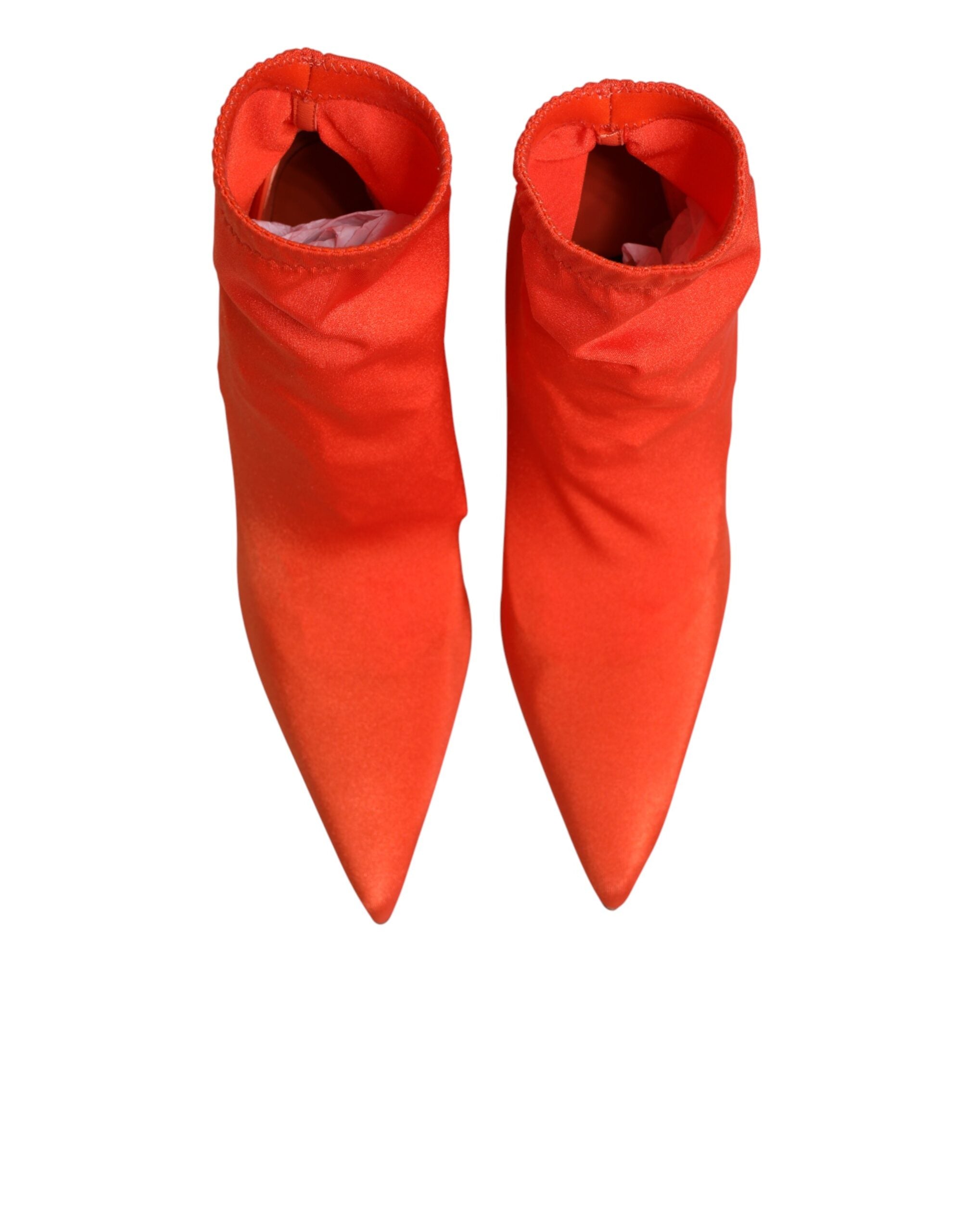 Orange DG Logo Heels Ankle Boots Shoes