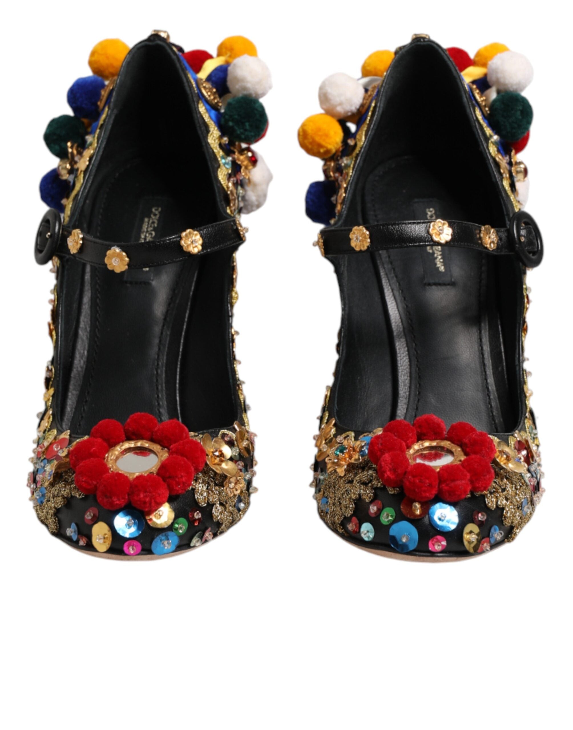 Black Gold Embellished MARY JANES Pumps Shoes