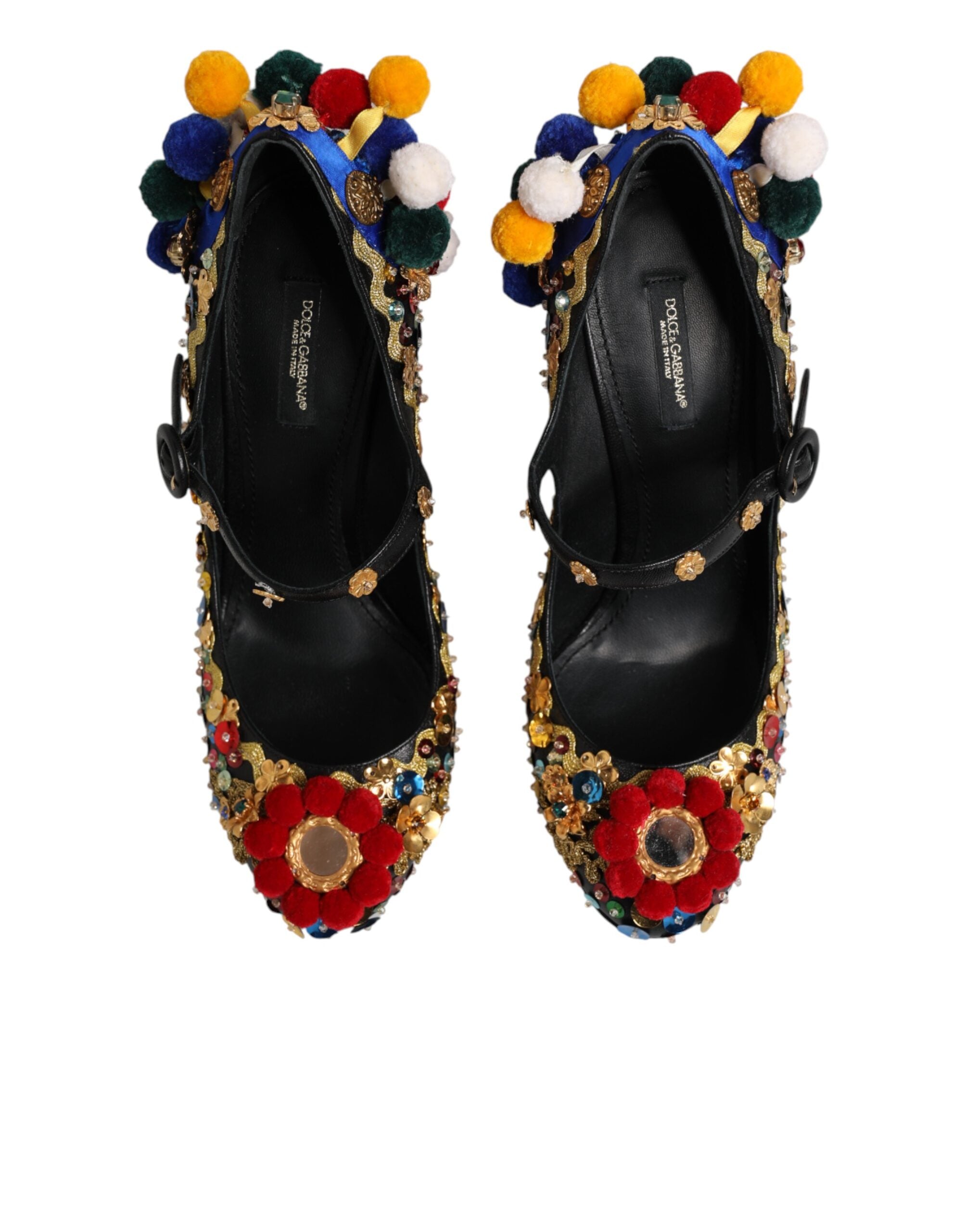 Black Gold Embellished MARY JANES Pumps Shoes