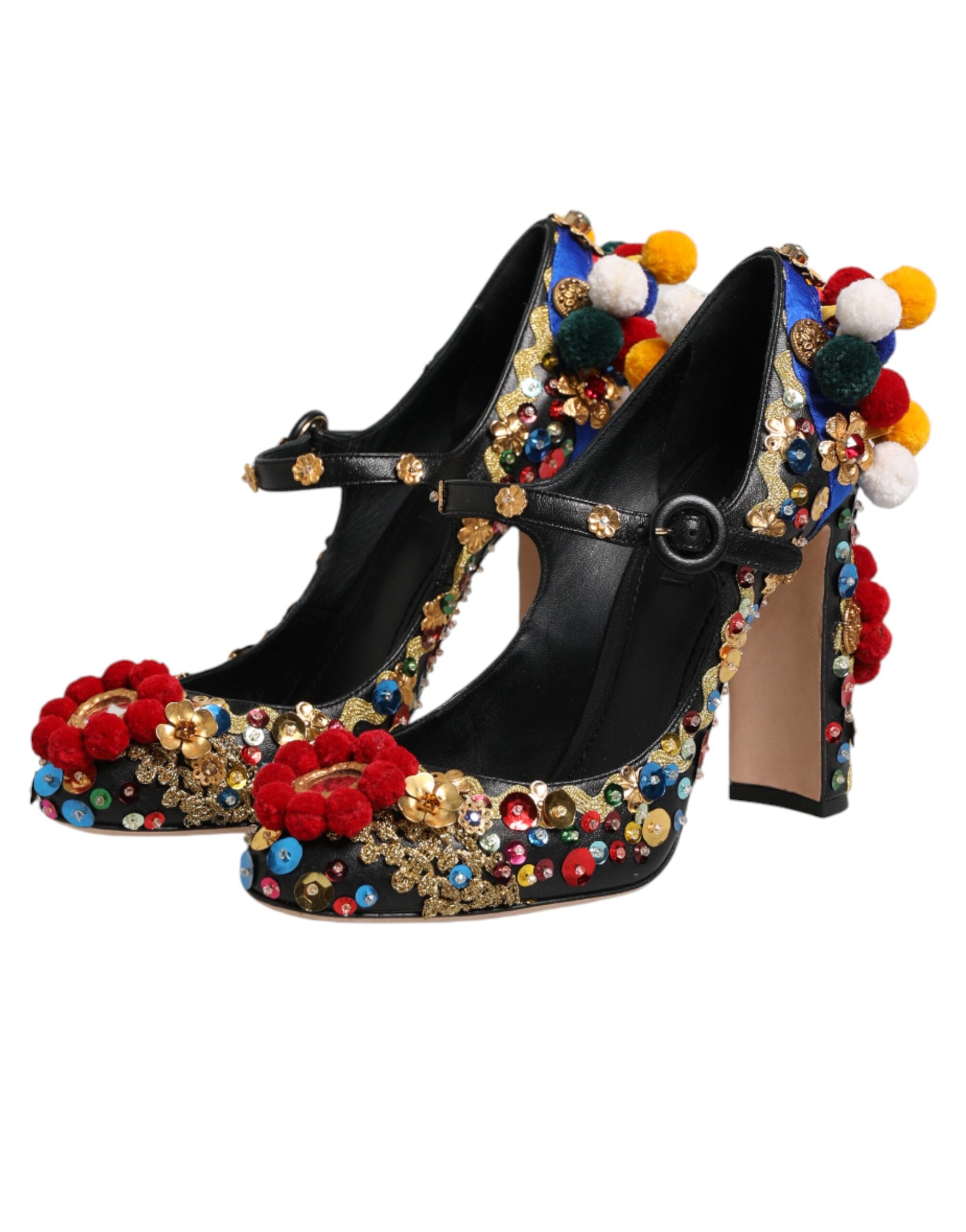 Black Gold Embellished MARY JANES Pumps Shoes