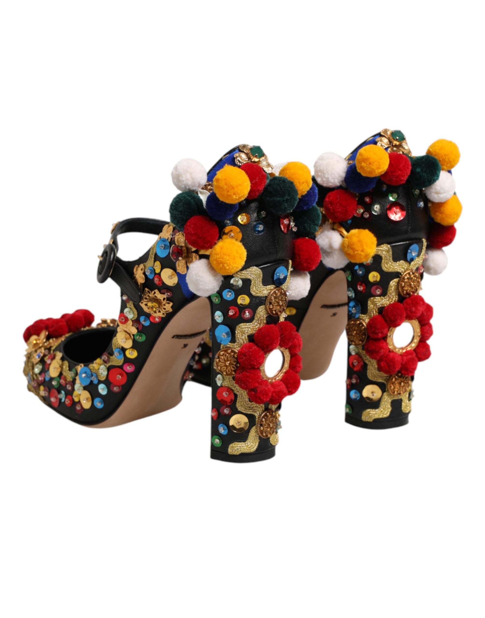 Black Gold Embellished MARY JANES Pumps Shoes