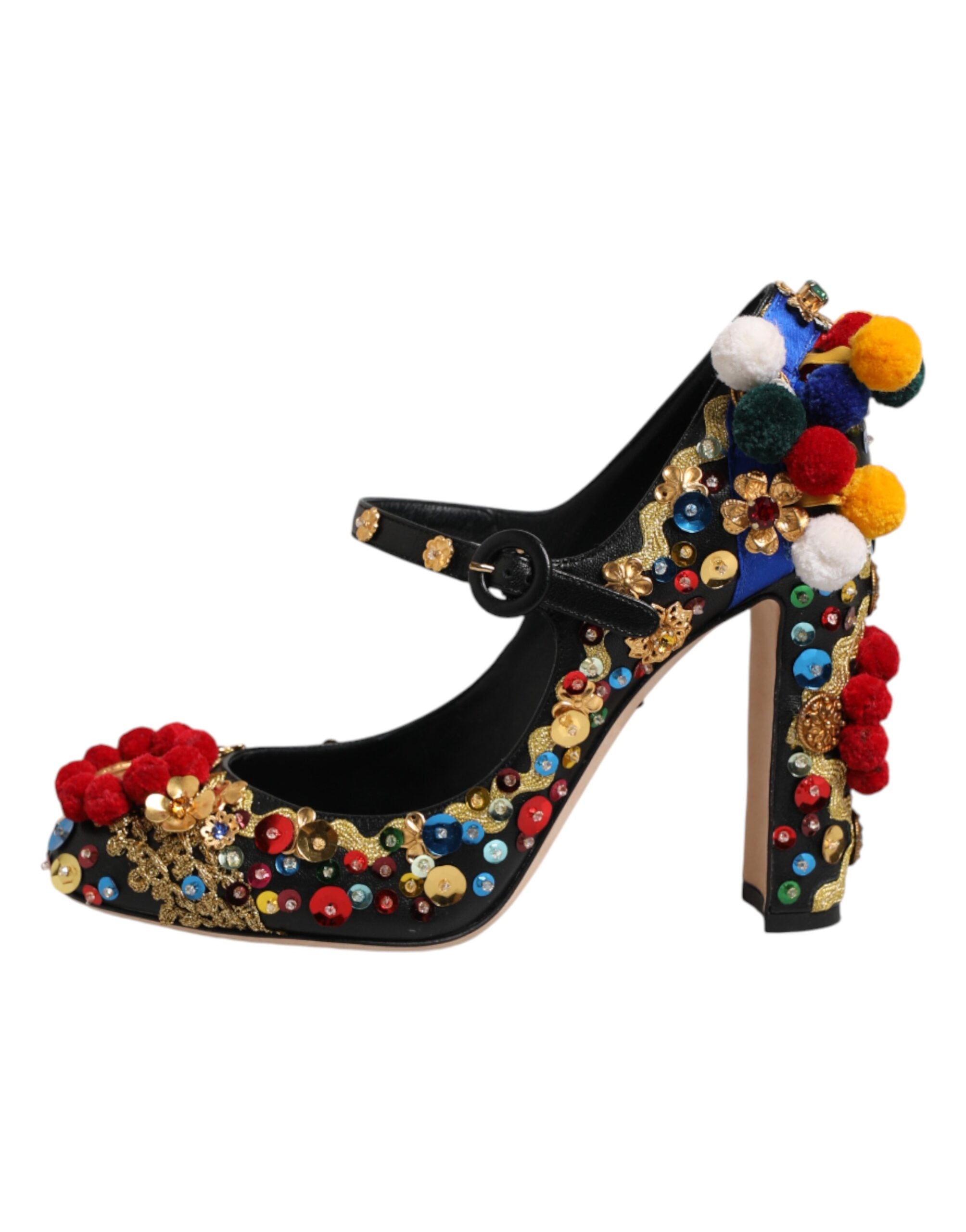 Black Gold Embellished MARY JANES Pumps Shoes