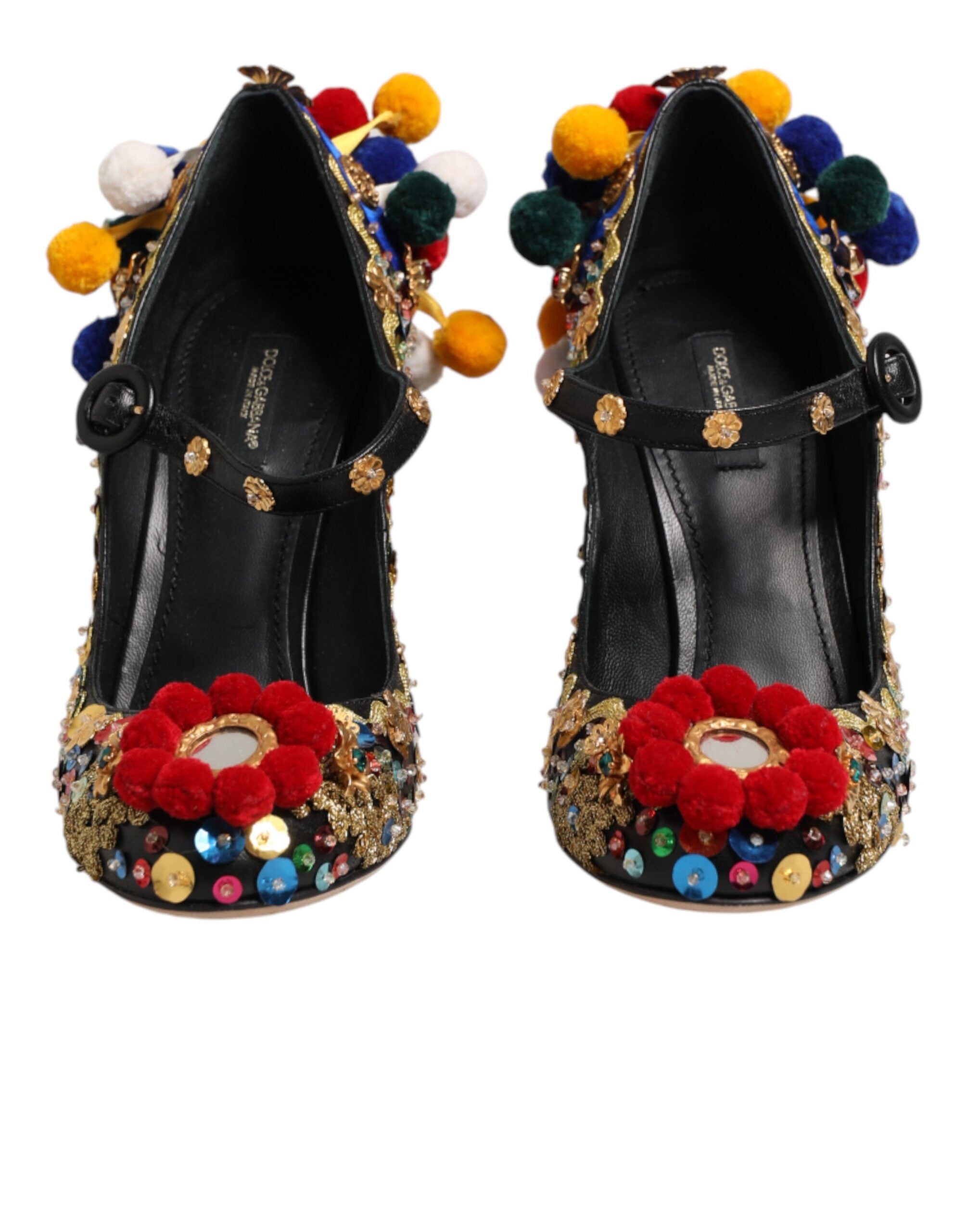 Black Gold Embellished MARY JANES Pumps Shoes