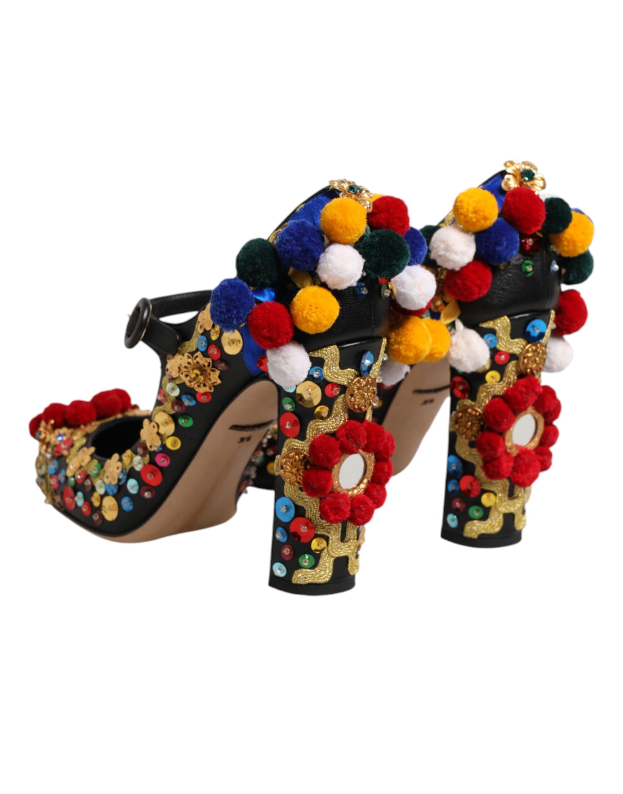 Black Gold Embellished MARY JANES Pumps Shoes