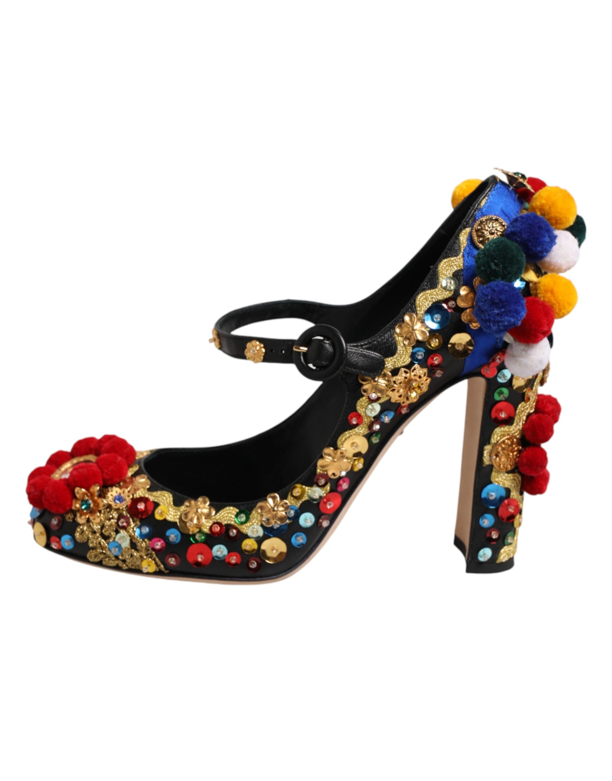 Black Gold Embellished MARY JANES Pumps Shoes