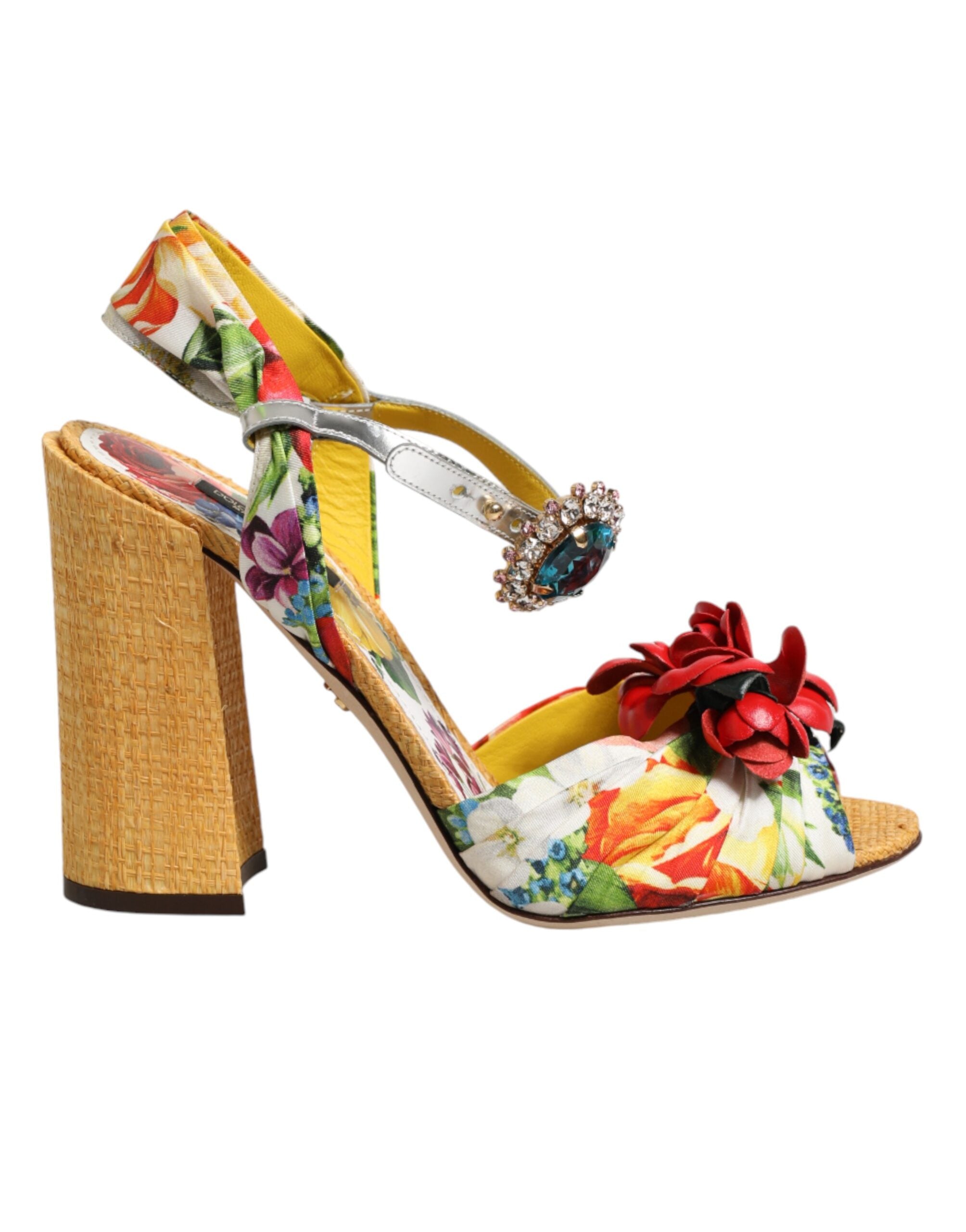 Multicolor Floral Crystal Embellished Sandals Shoes