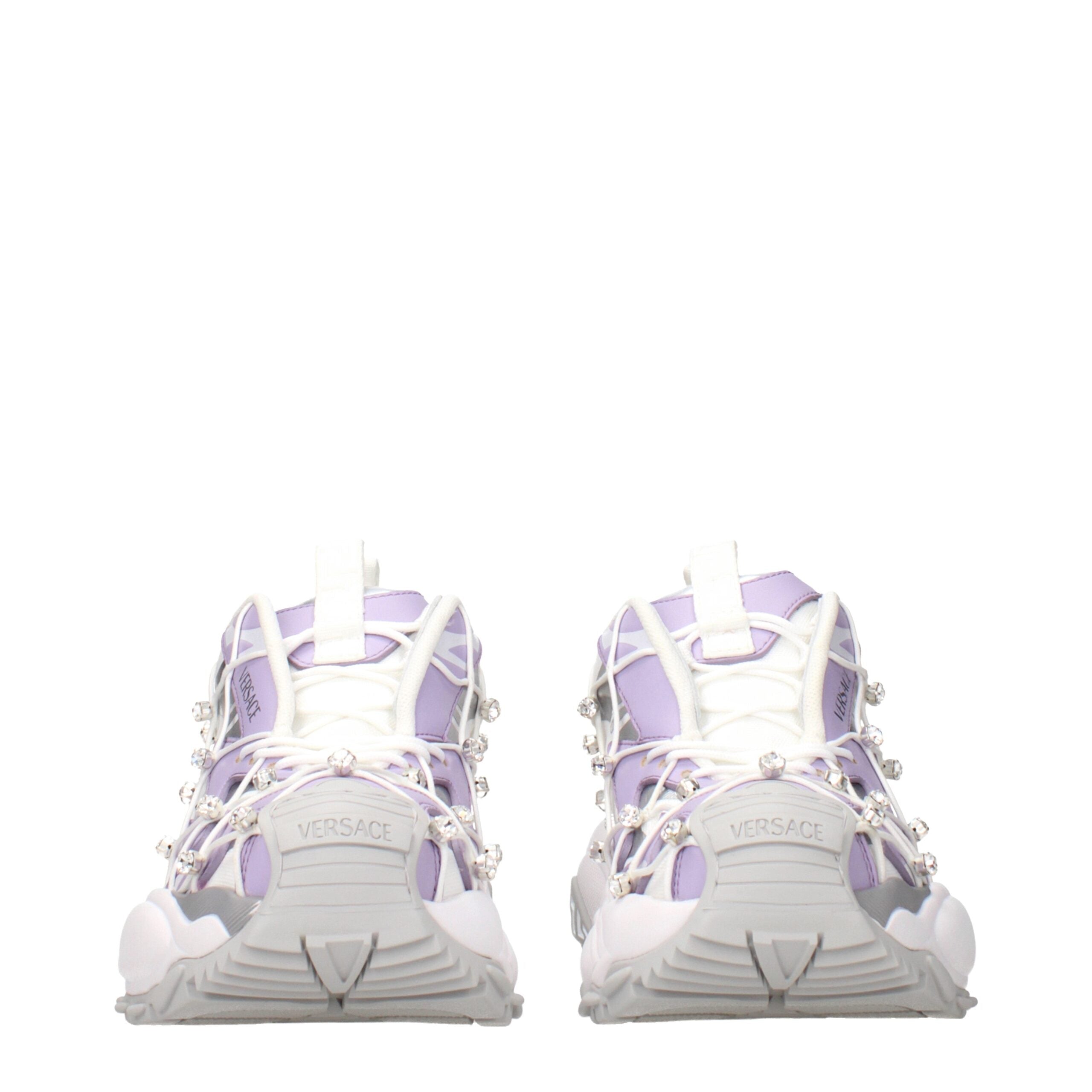 White Fabric Chunky Sneakers