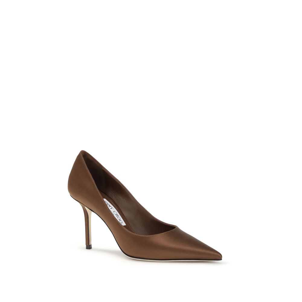 Brown Silk High Heel Pumps