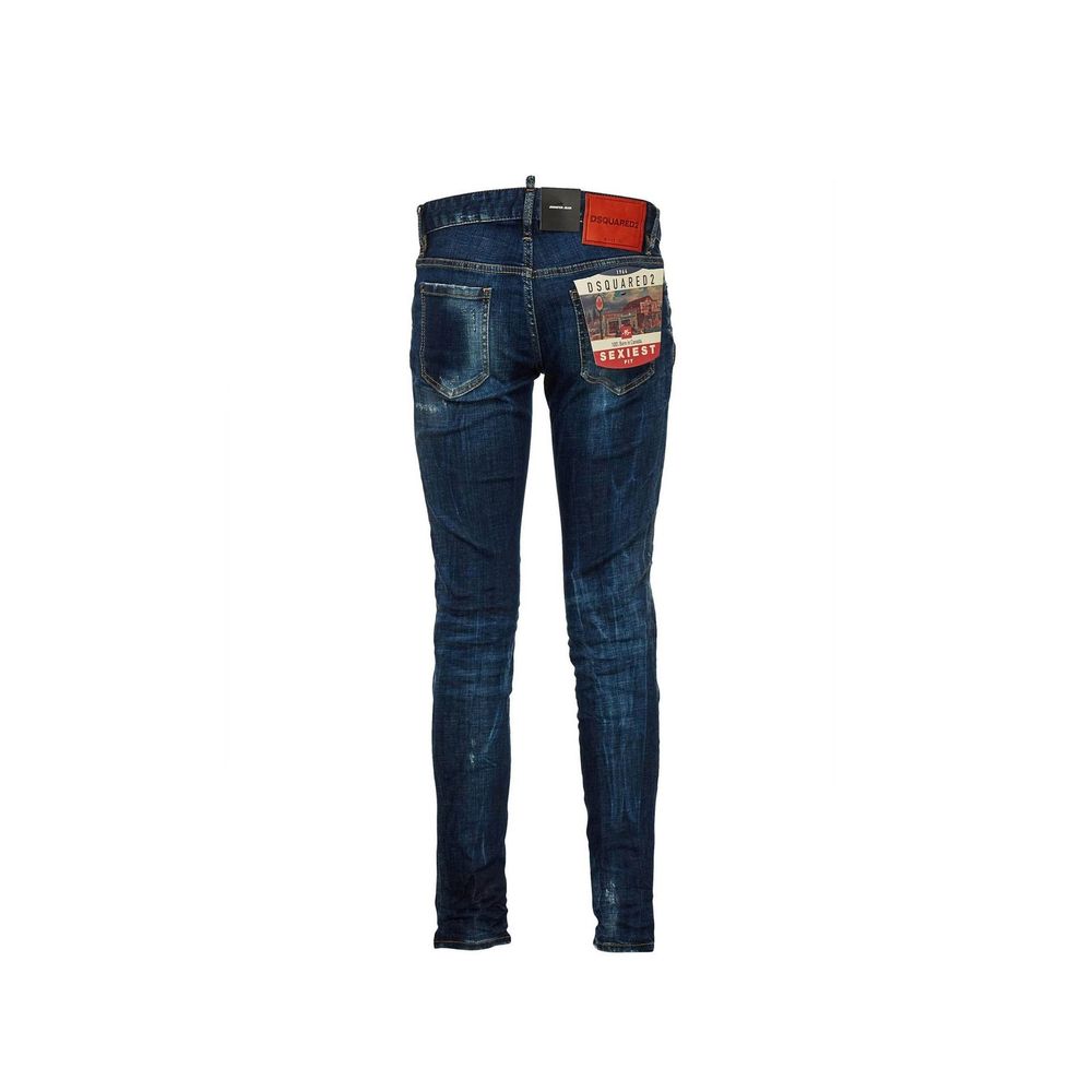 Blue Cotton Skinny Jeans