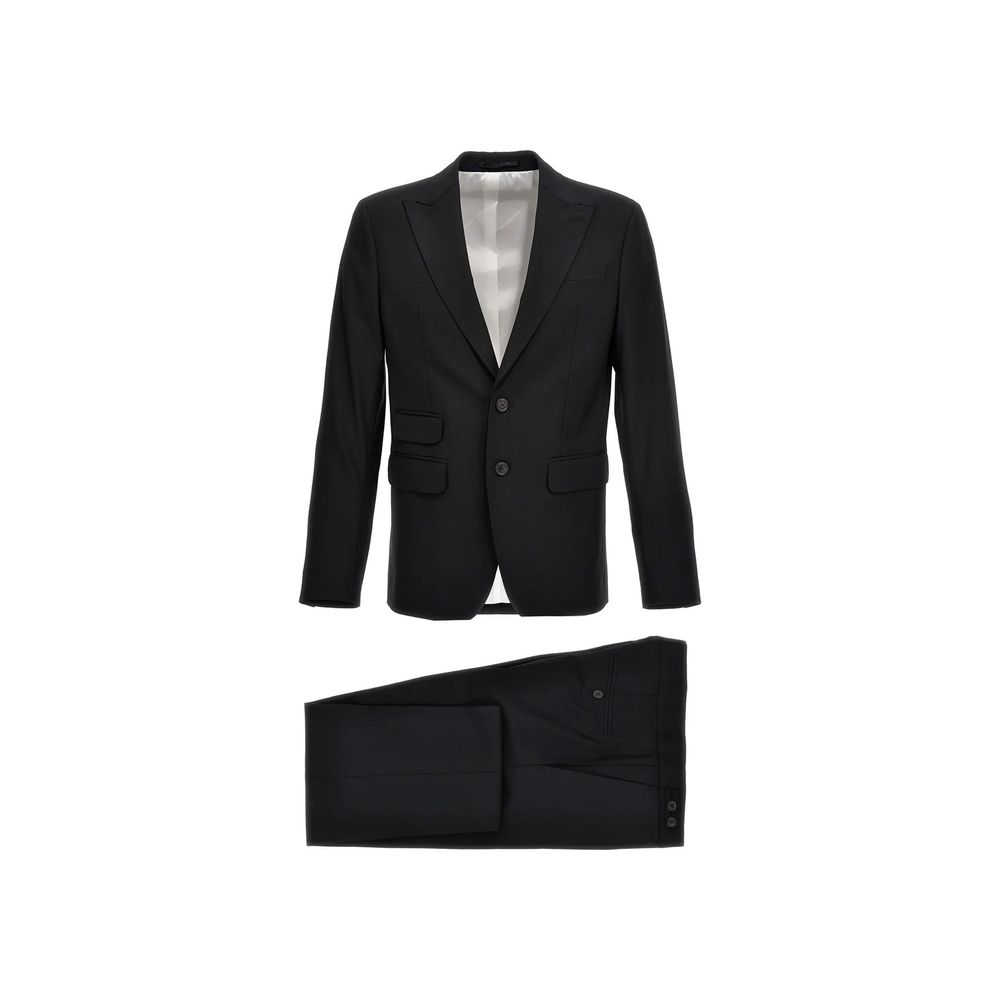 Black Elastane Two-Piece Suit