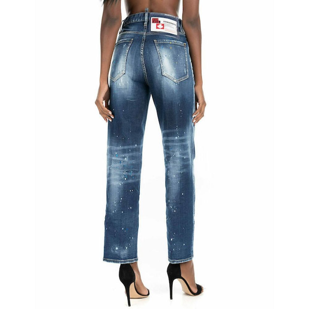Blue Cotton Boyfriend Jeans