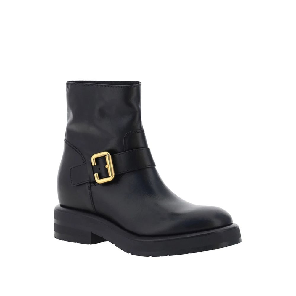 Black Calfskin Ankle Boots