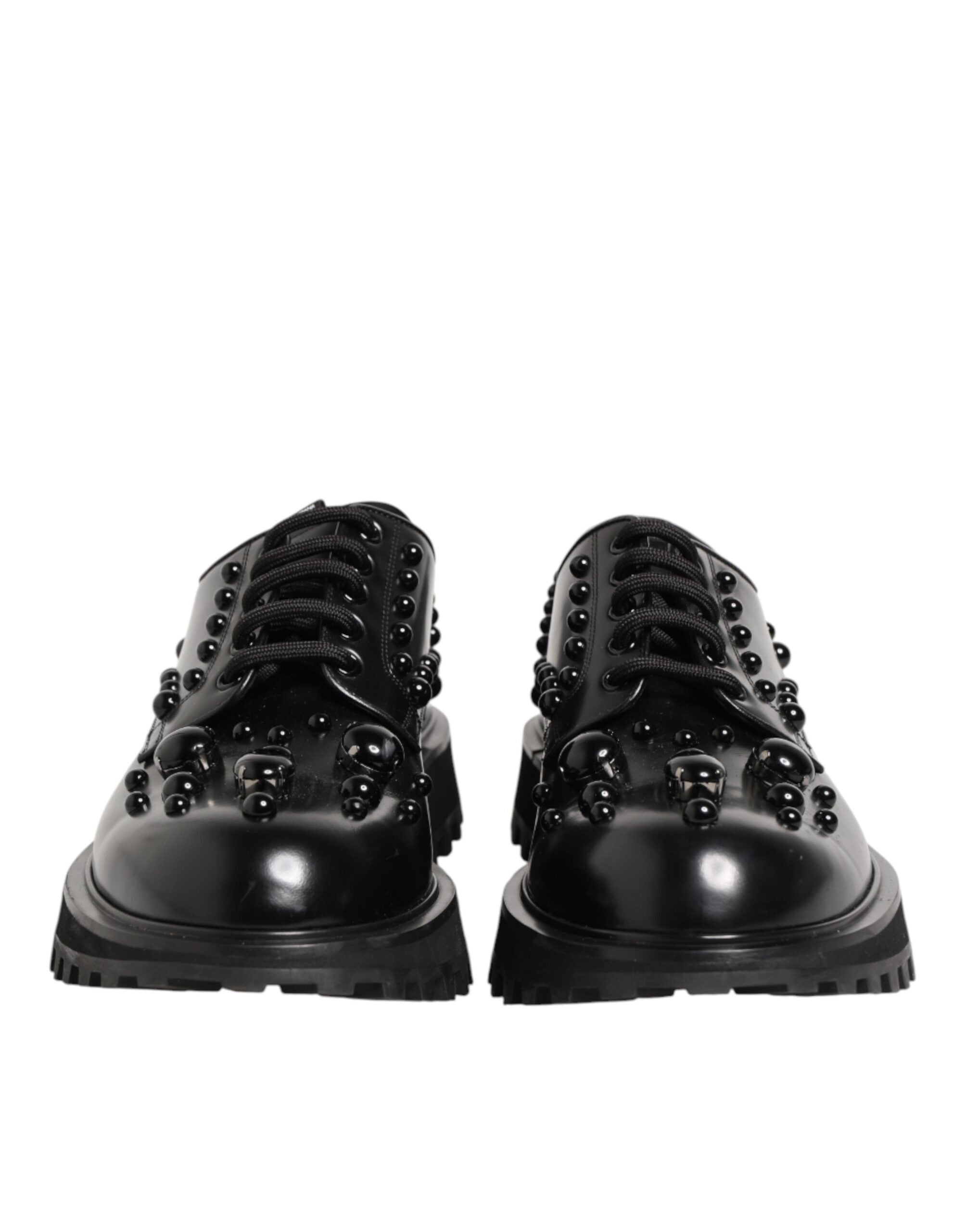 Black Leather Studded Men Formal Derby Shoes