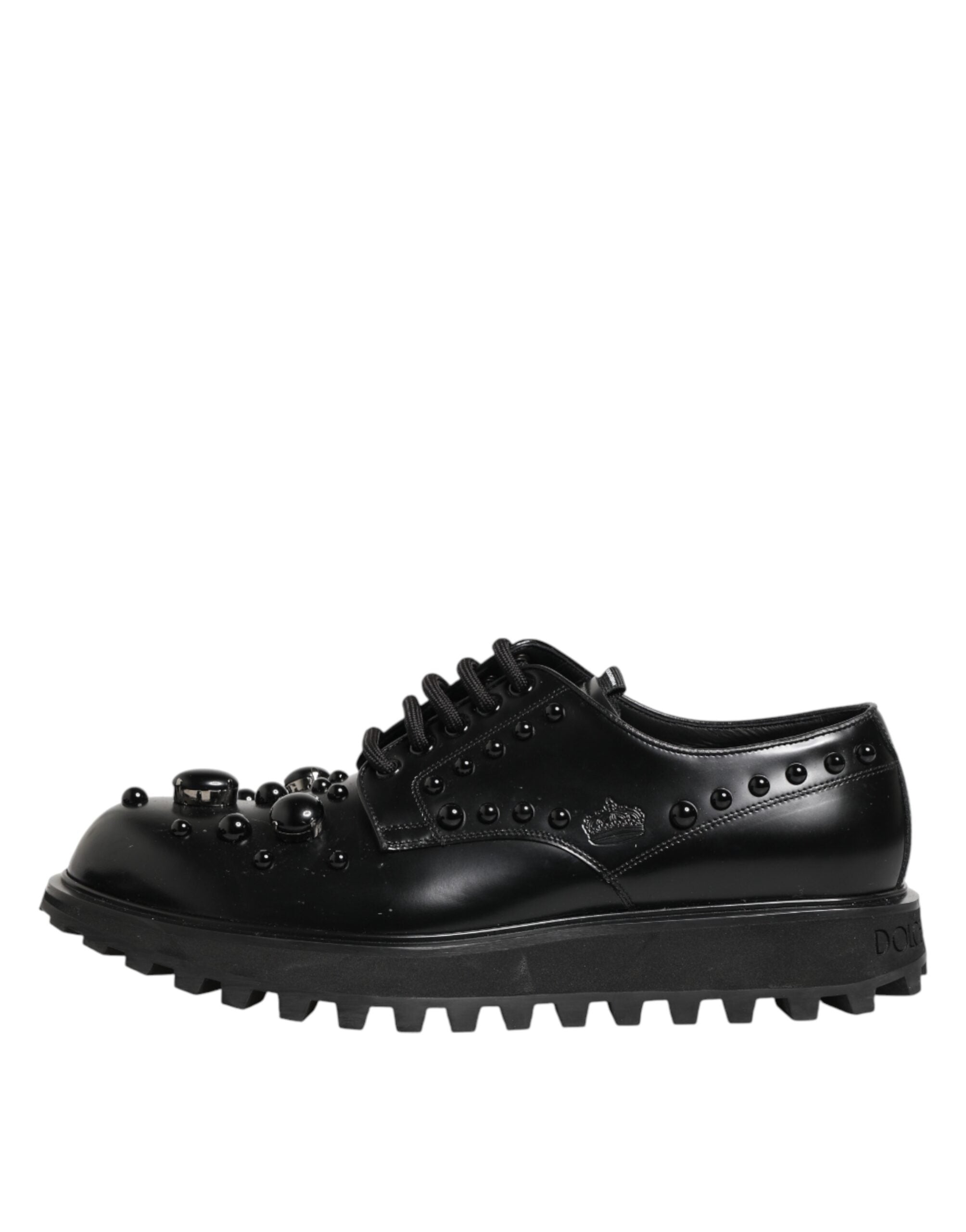 Black Leather Studded Men Formal Derby Shoes