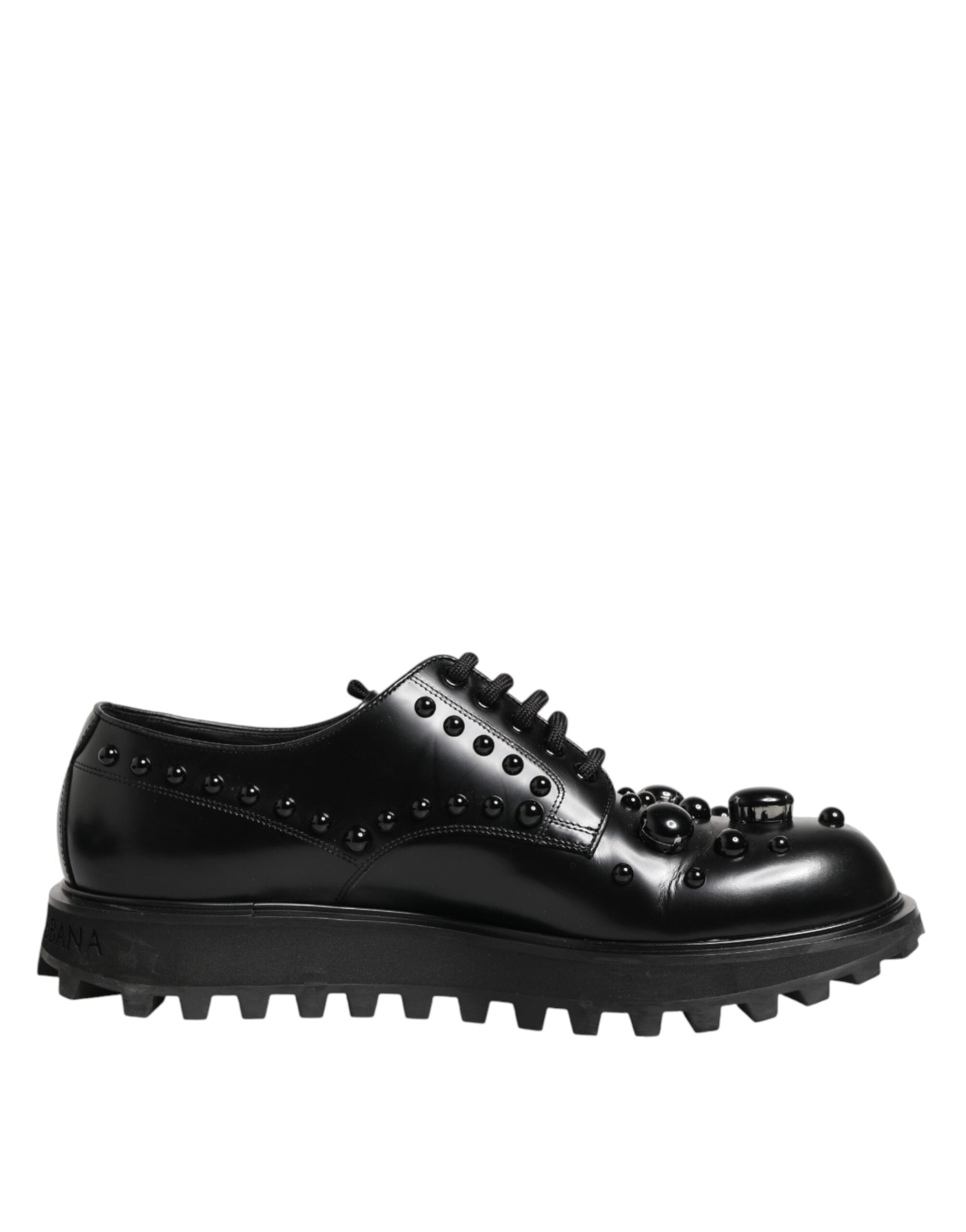 Black Leather Studded Men Formal Derby Shoes