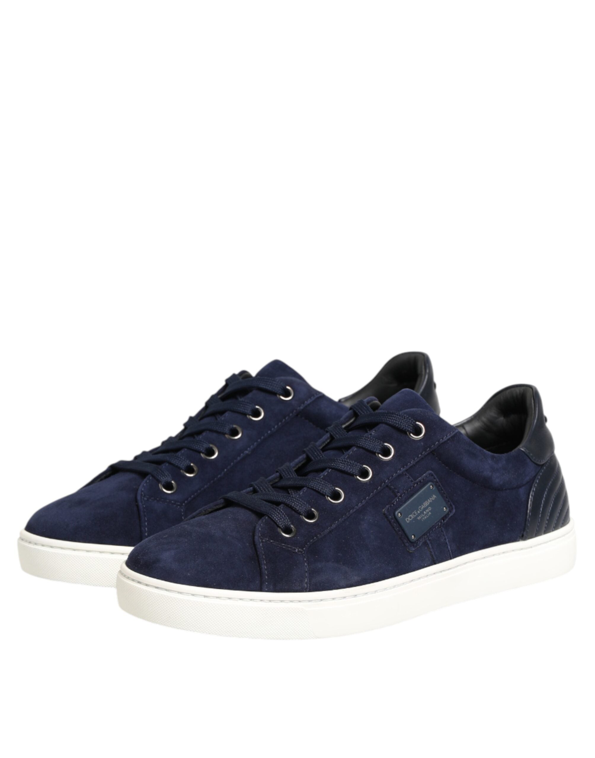 Blue Leather Suede Low Top Sneakers Shoes