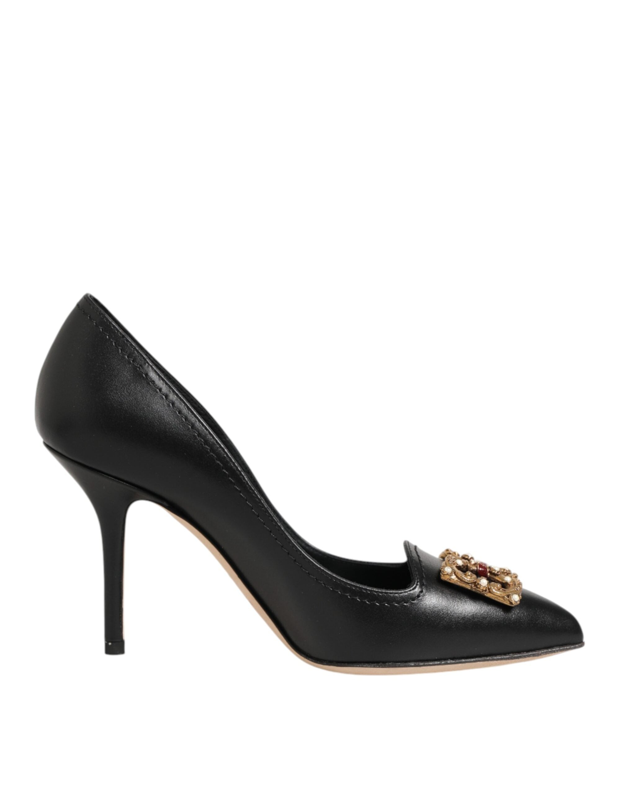 Black Leather DG Amore Heels Pumps Shoes