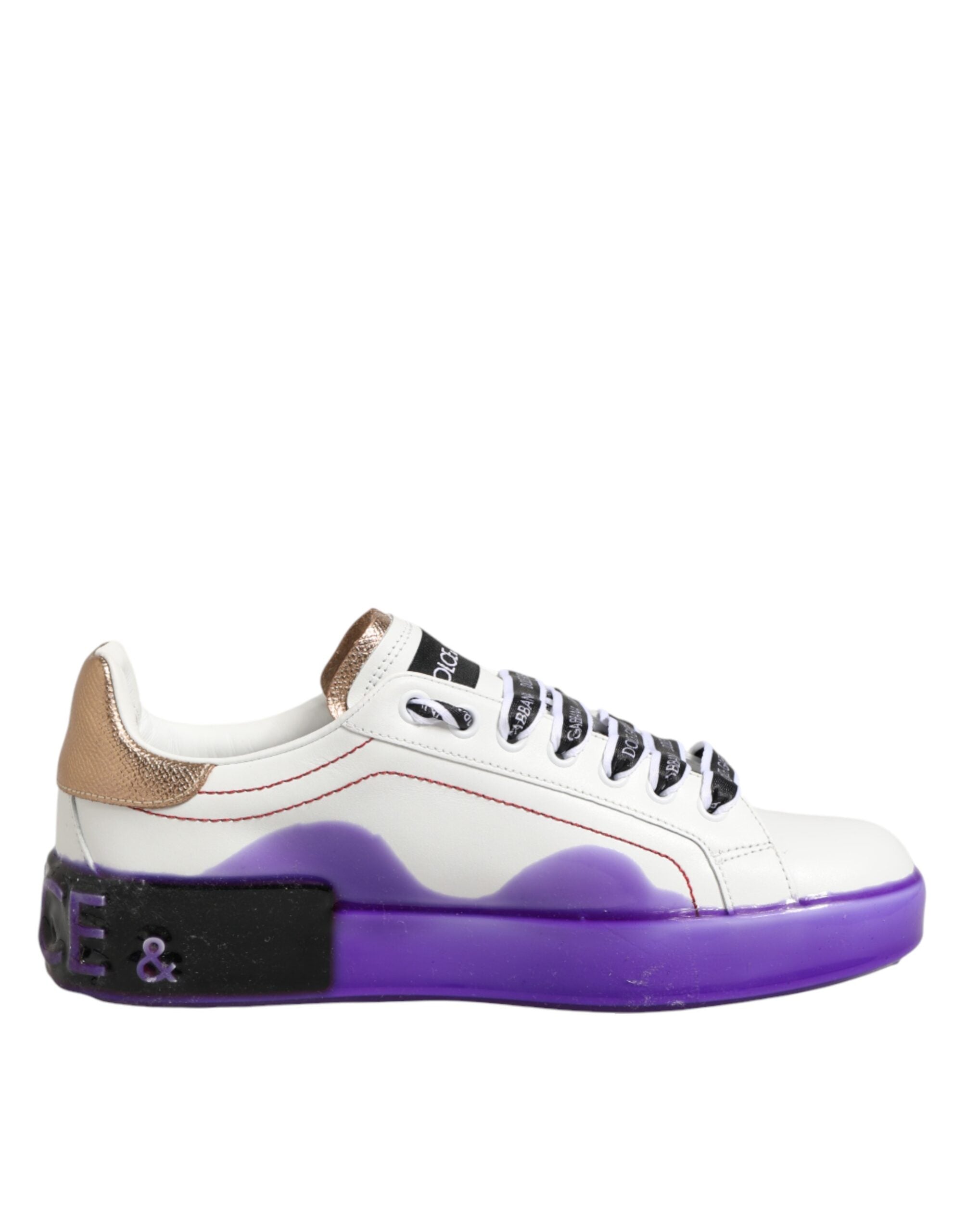 White Purple Leather Low Top Sneaker Shoes
