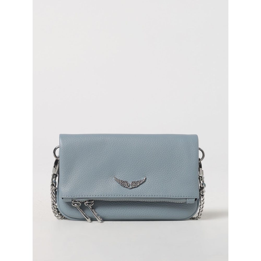 Blue Leather Clutch Bag