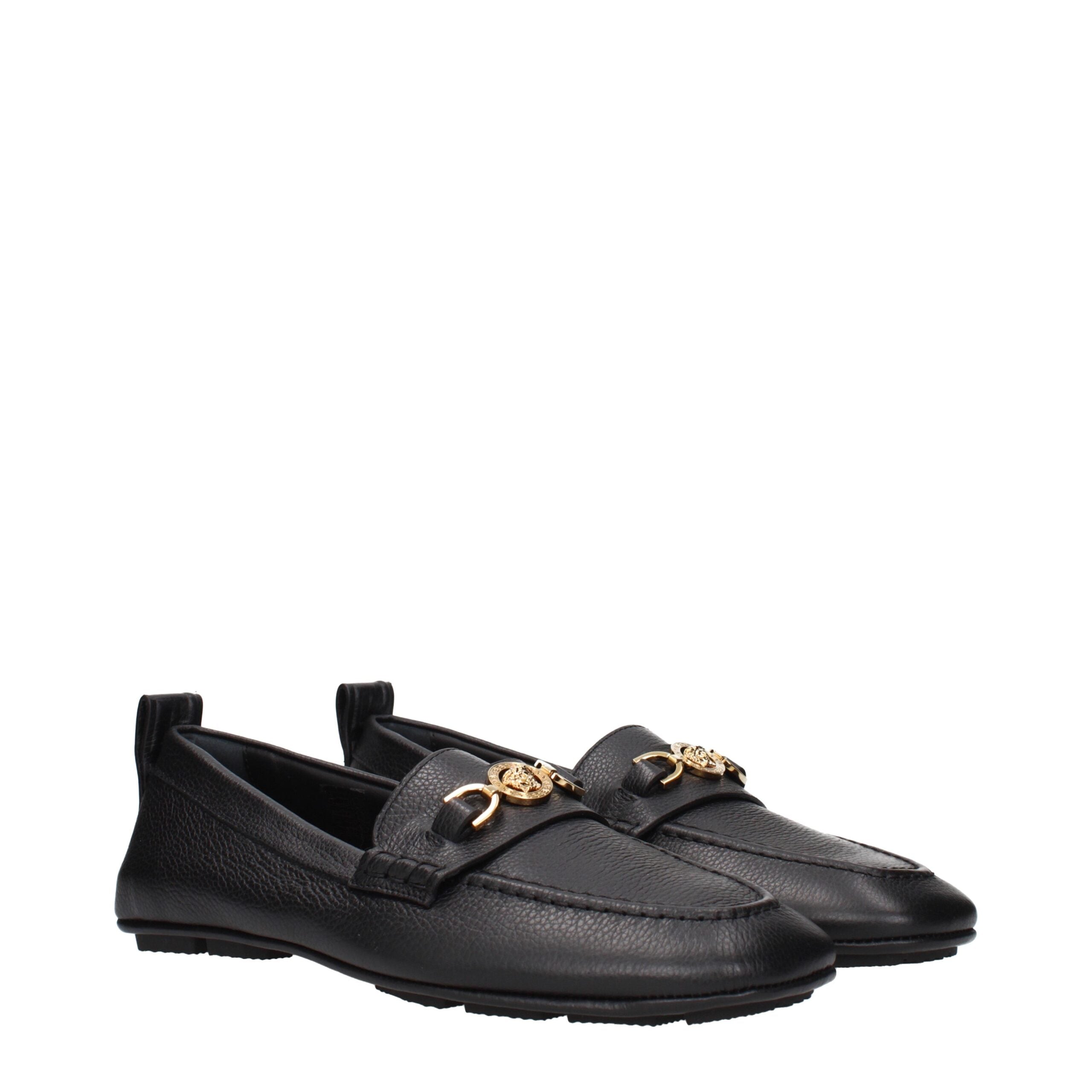 Black Leather Slip-On Loafers