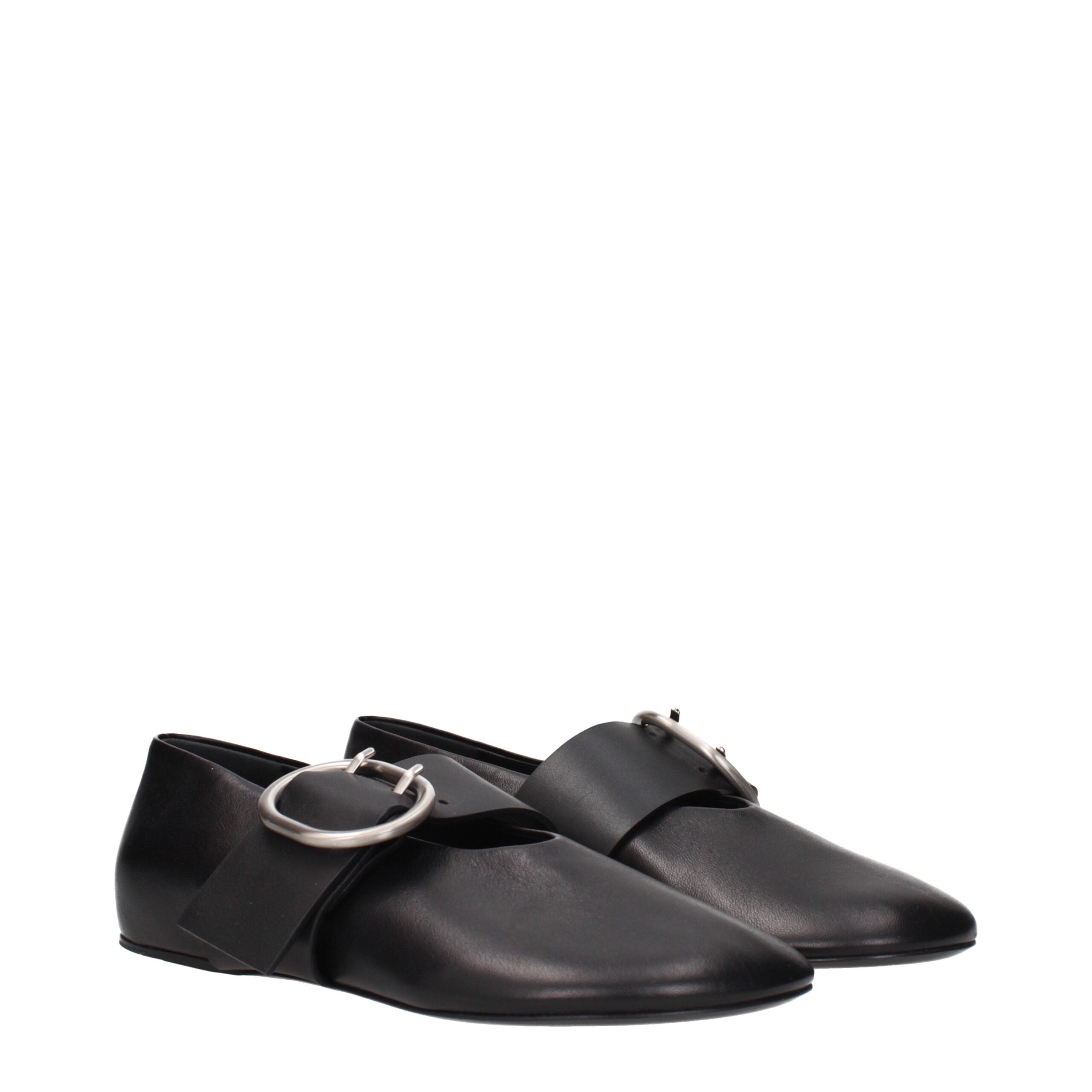 Black Leather Ballet Flats