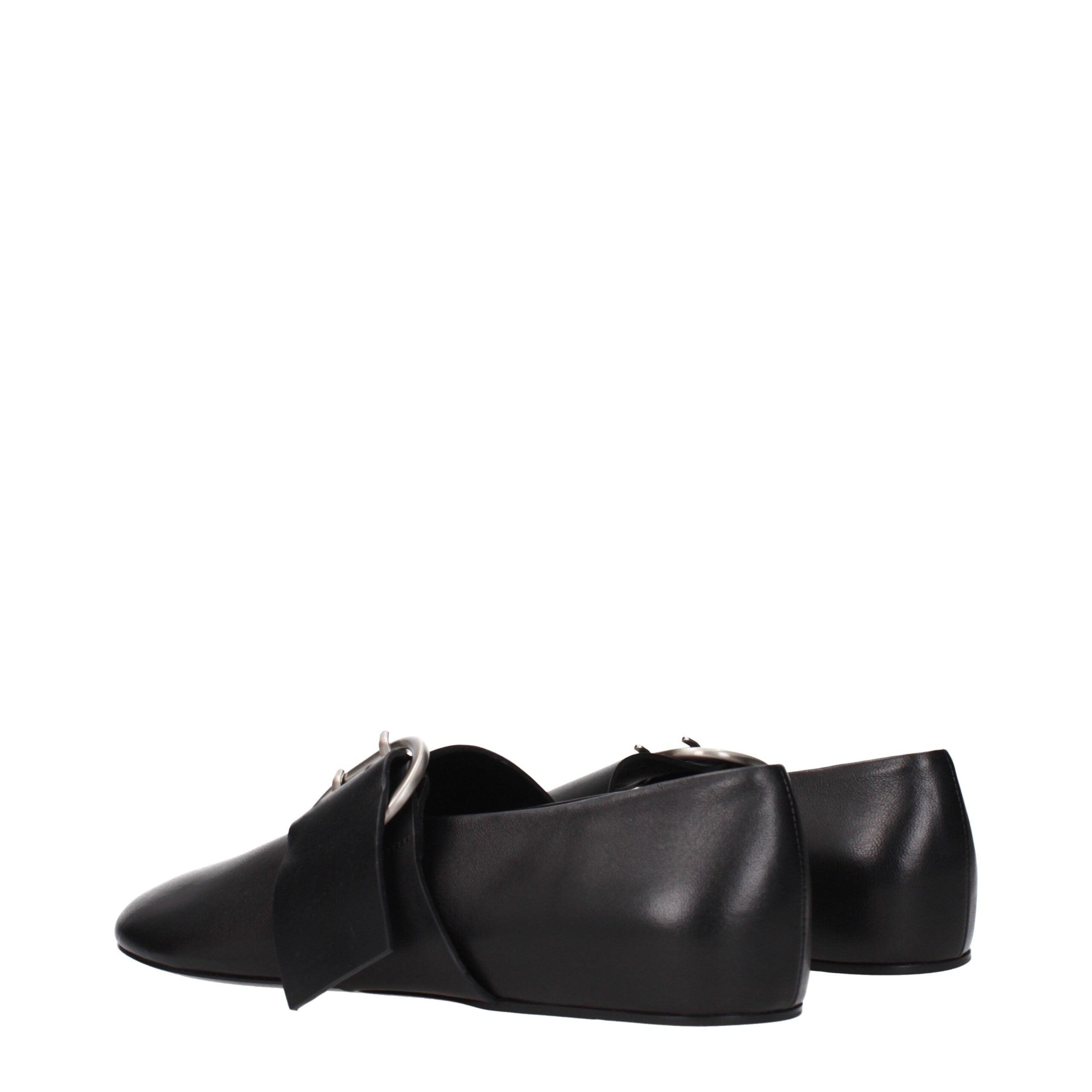 Black Leather Ballet Flats