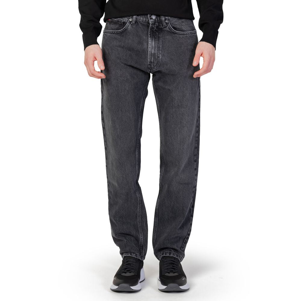 Black Cotton Relaxed Fit Jeans