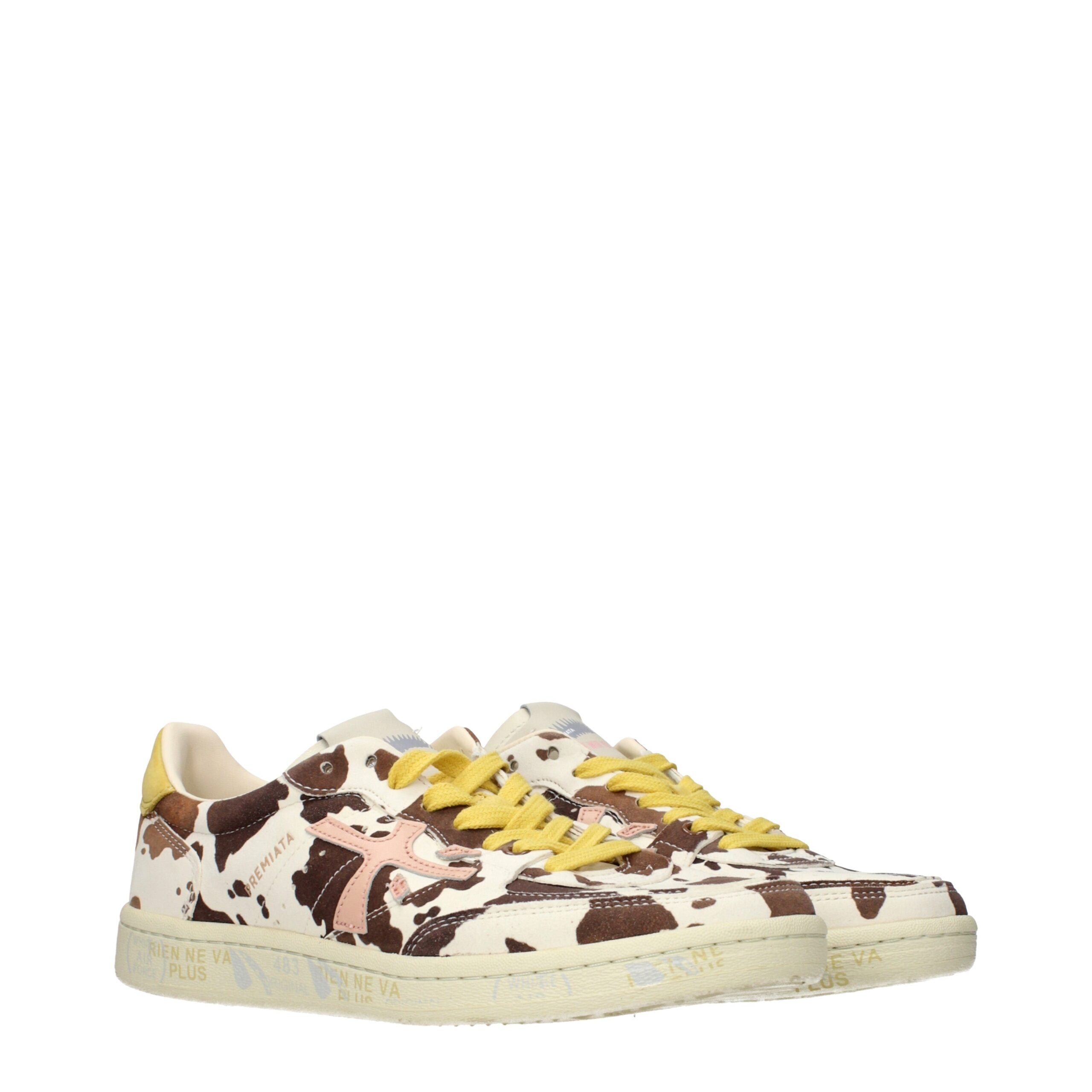 Beige Leather Low Top Sneakers
