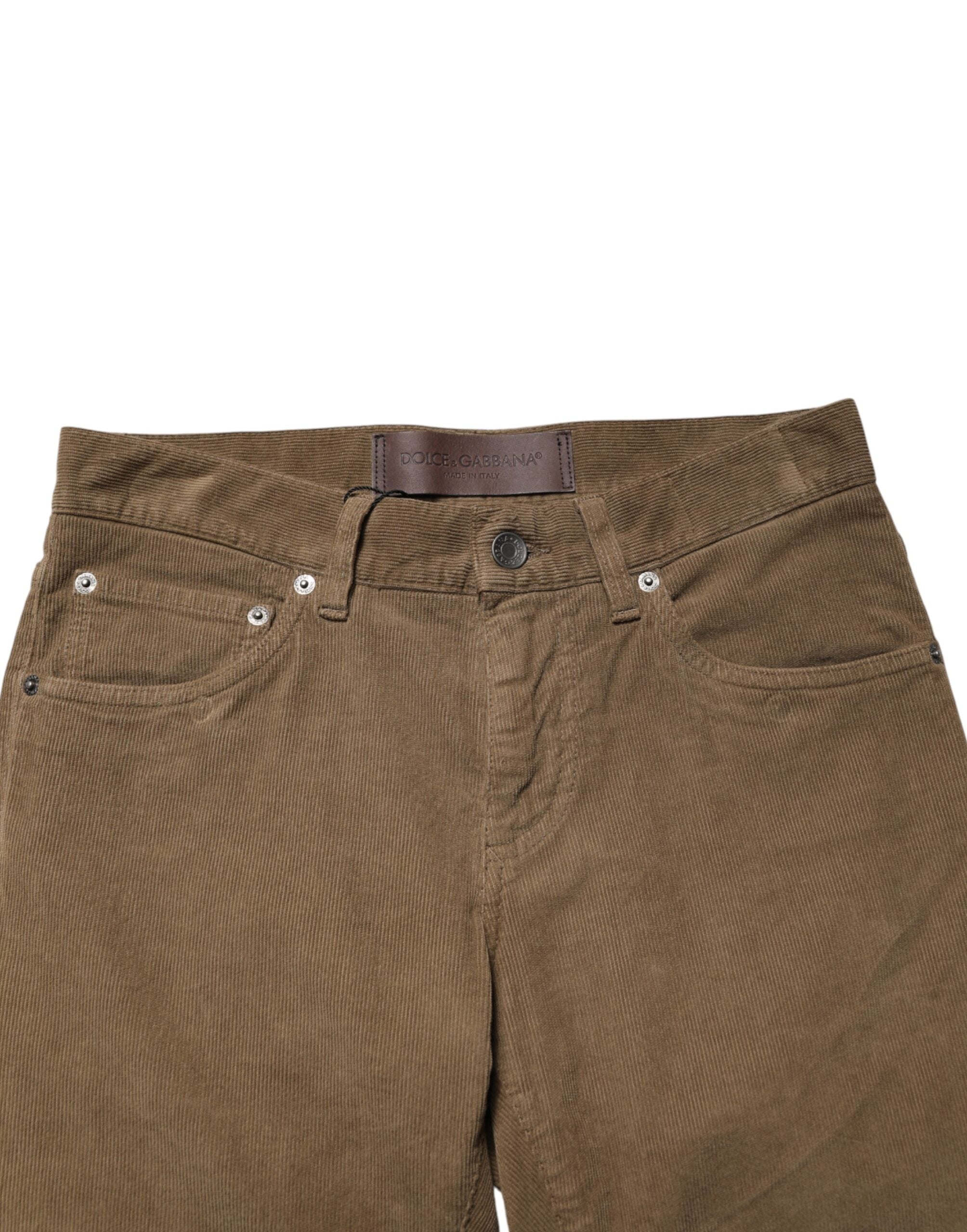 Brown Cotton Stretch Skinny Men Denim Jeans