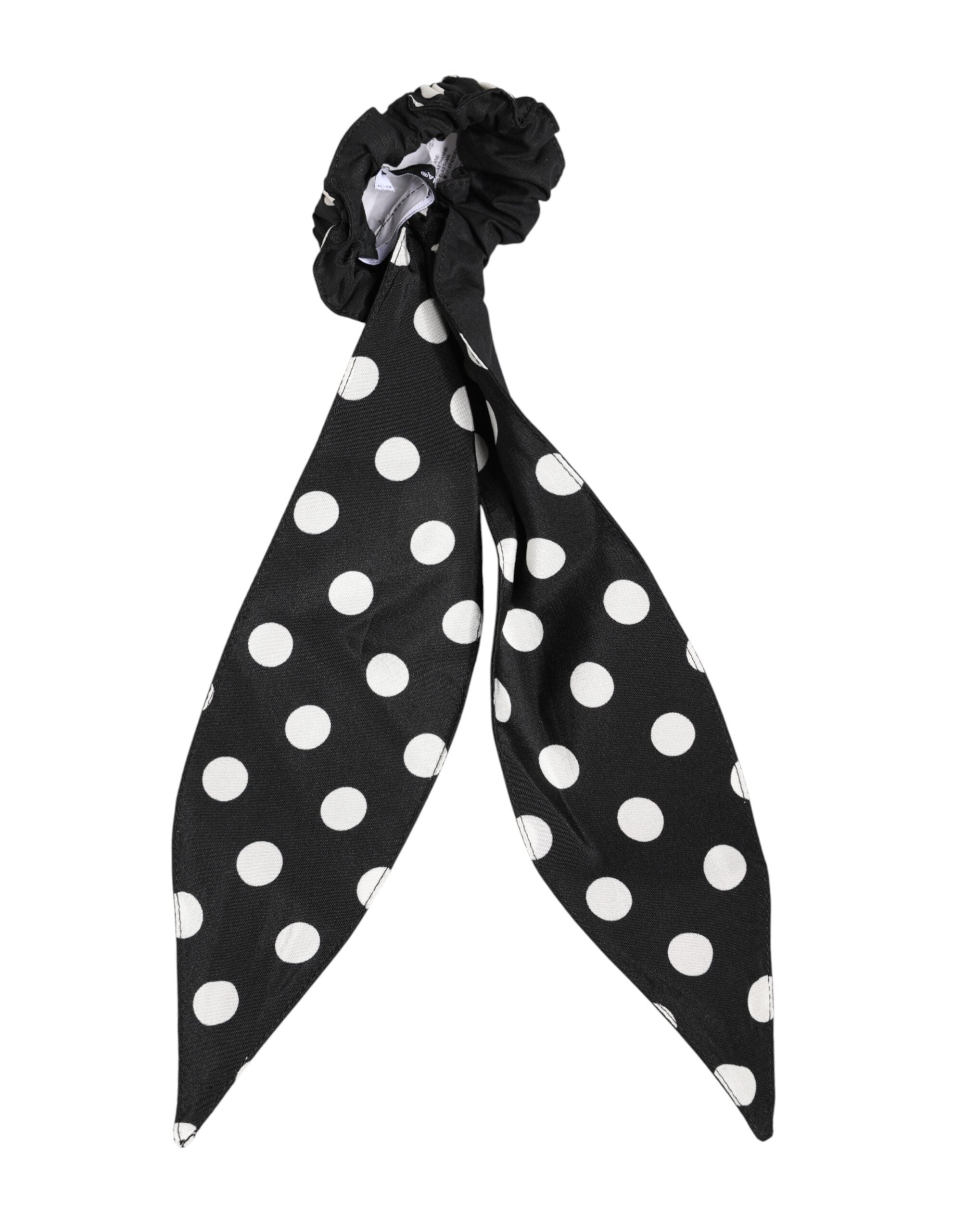 Black Cotton Polka Dot Scarf Tie Accessory Hair Scrunchie