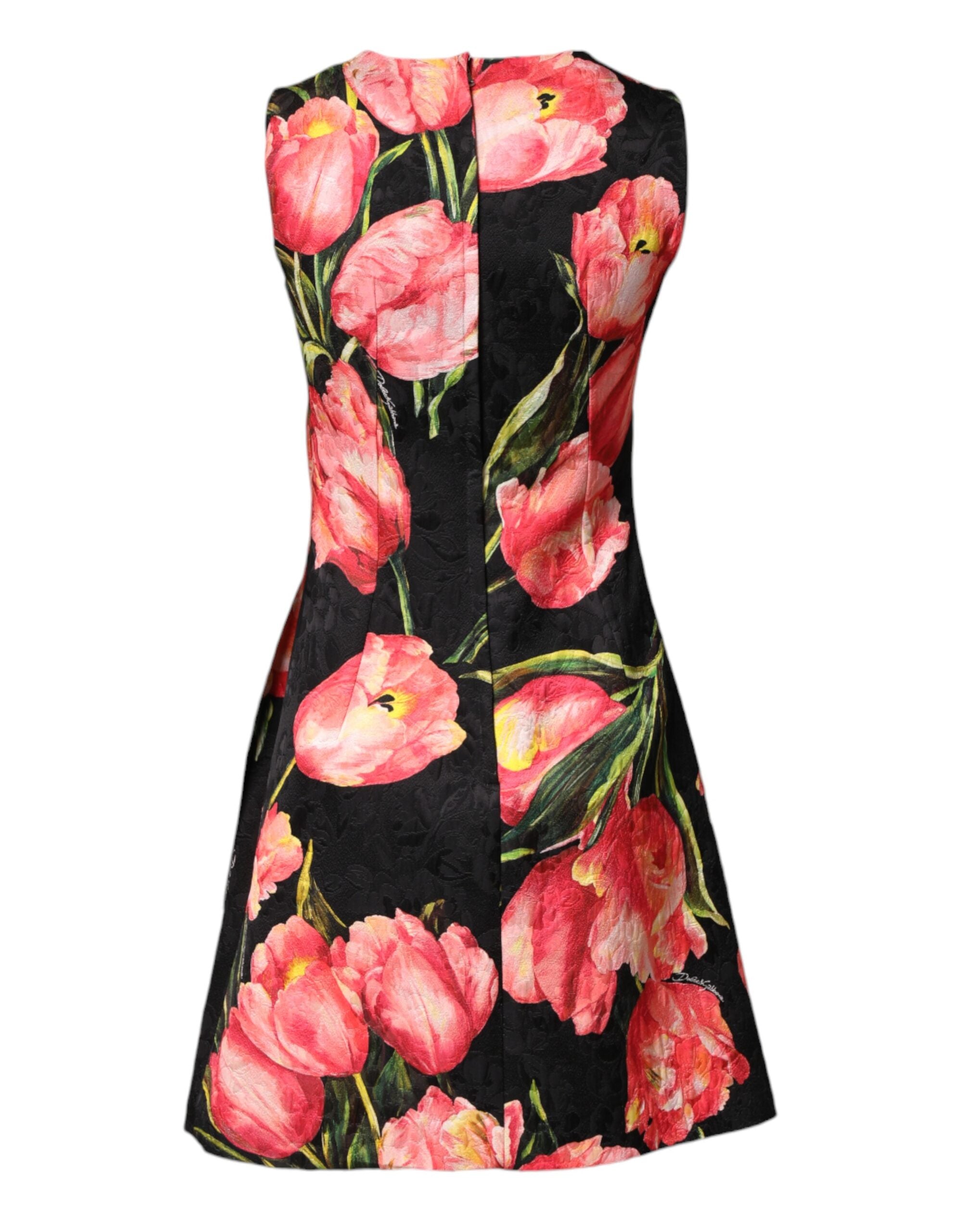 Black Floral Print Viscose A-line Mini Dress