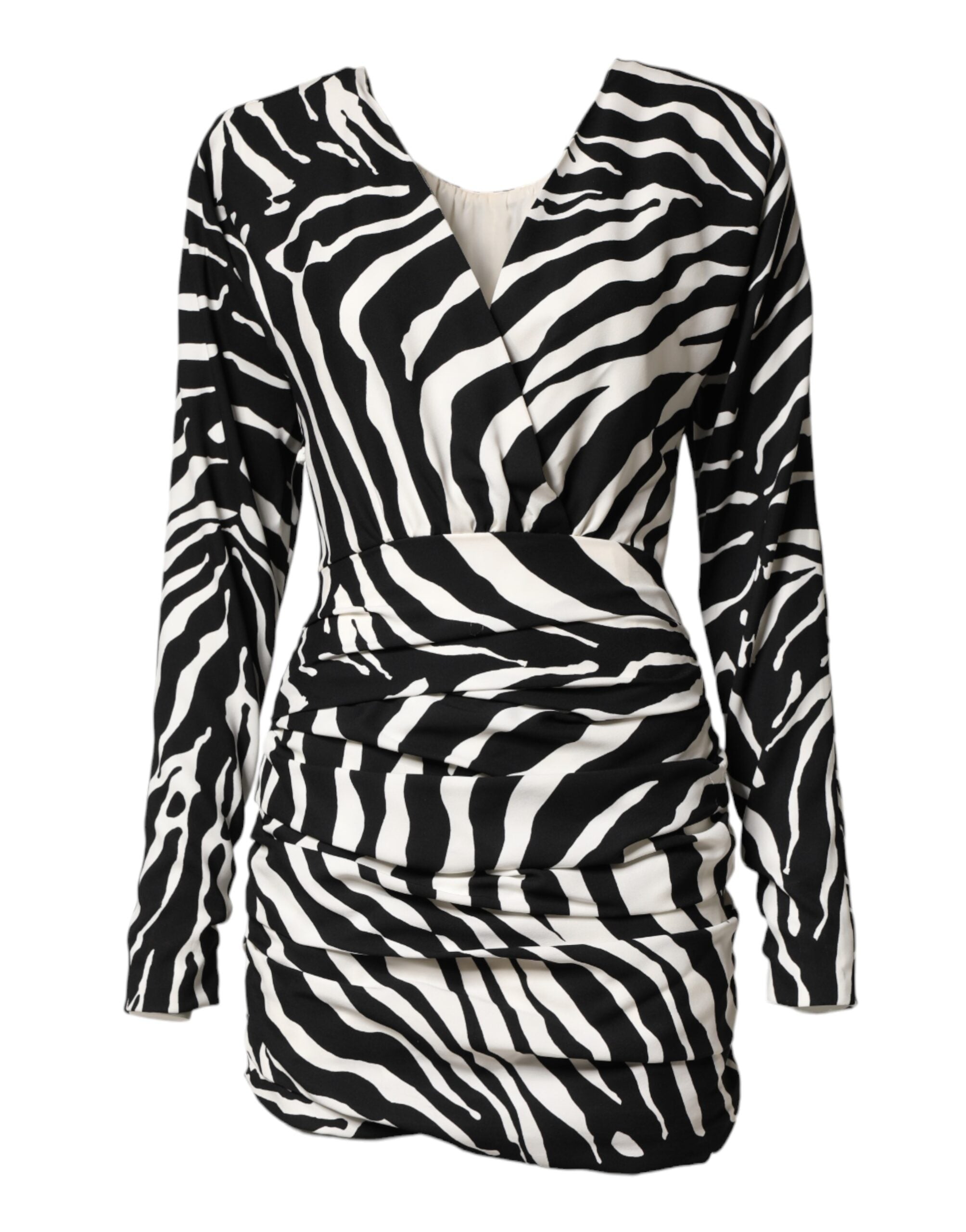 Black White Zebra Silk Sheath Mini Dress